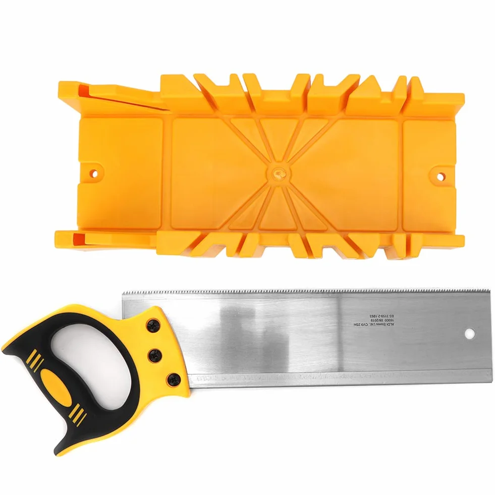 Futihing - Sierra ingletadora con guía de plástico ABS de 30,5 cm, caja de ingletes con sierra trasera de 35,5 cm para carpintería