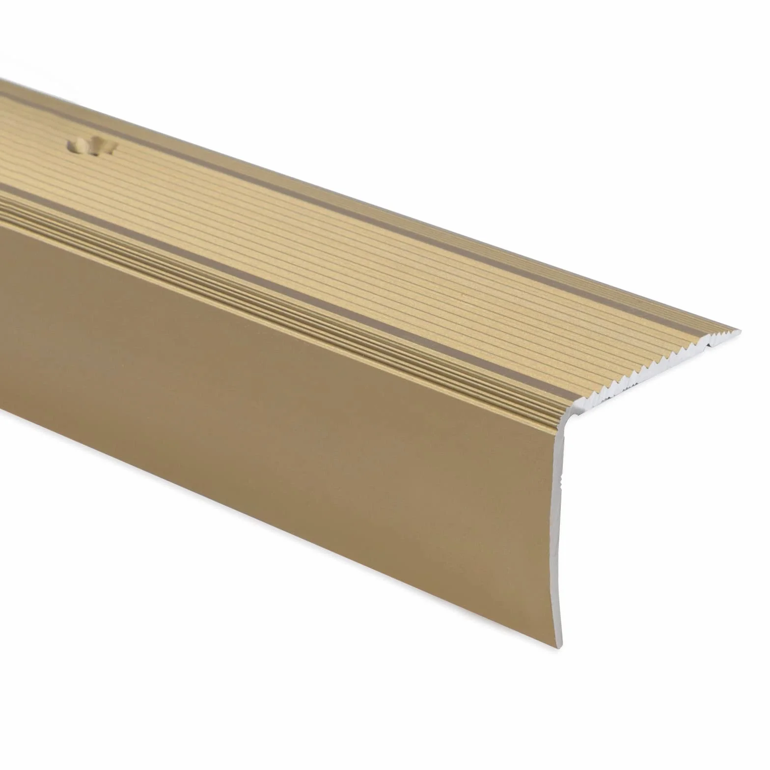 casa pura Perfil de escalera de ángulo de aluminio en forma de L, sin taladrar, perfil angular, perfil de borde anodizado, 1 pieza, 3 x 2 cm, integral (dorado, 100 cm)