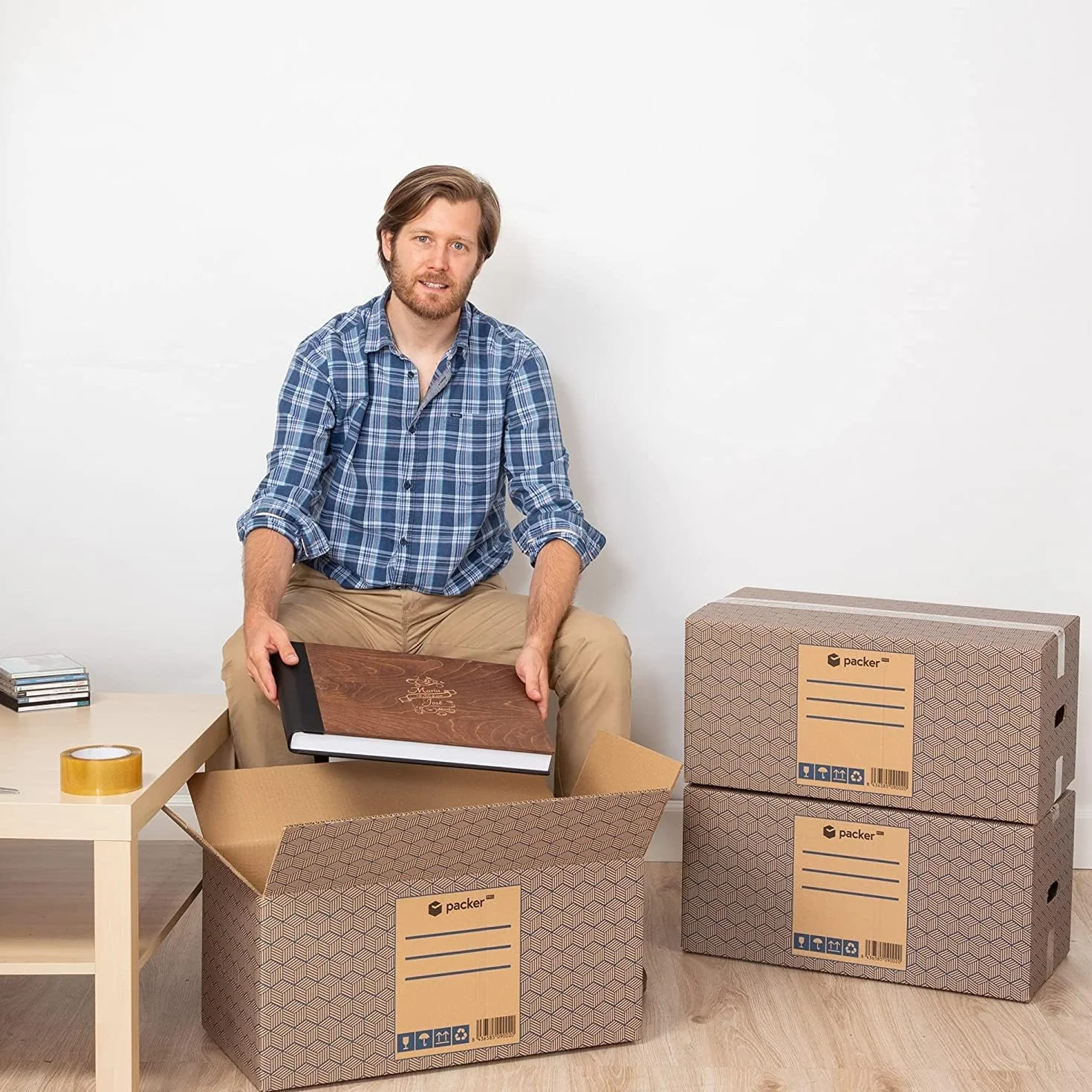 Pack 20 Cajas Carton para Mudanzas y Almacenaje Ultra Resistentes con Asas, 50x30x30cm y Rollo Burbuja 50cm x 5m