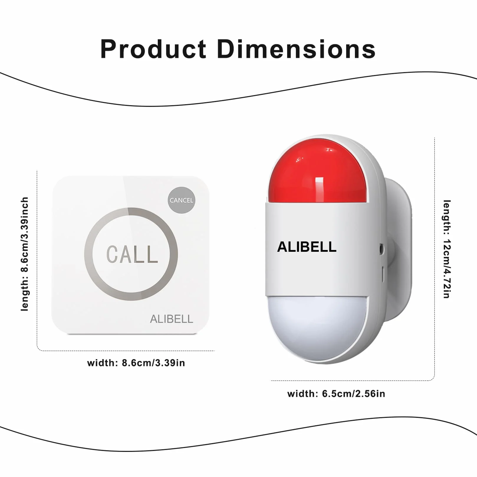ALIBELL Kit de Alarma de Sirena Estroboscópica Remota,Sistema de Alarma de Pánico 120dB (Funciona con Batería y Plug-in Alimentación),Sistema de Seguridad de Emergencia para Hogar/Tienda/Fábrica