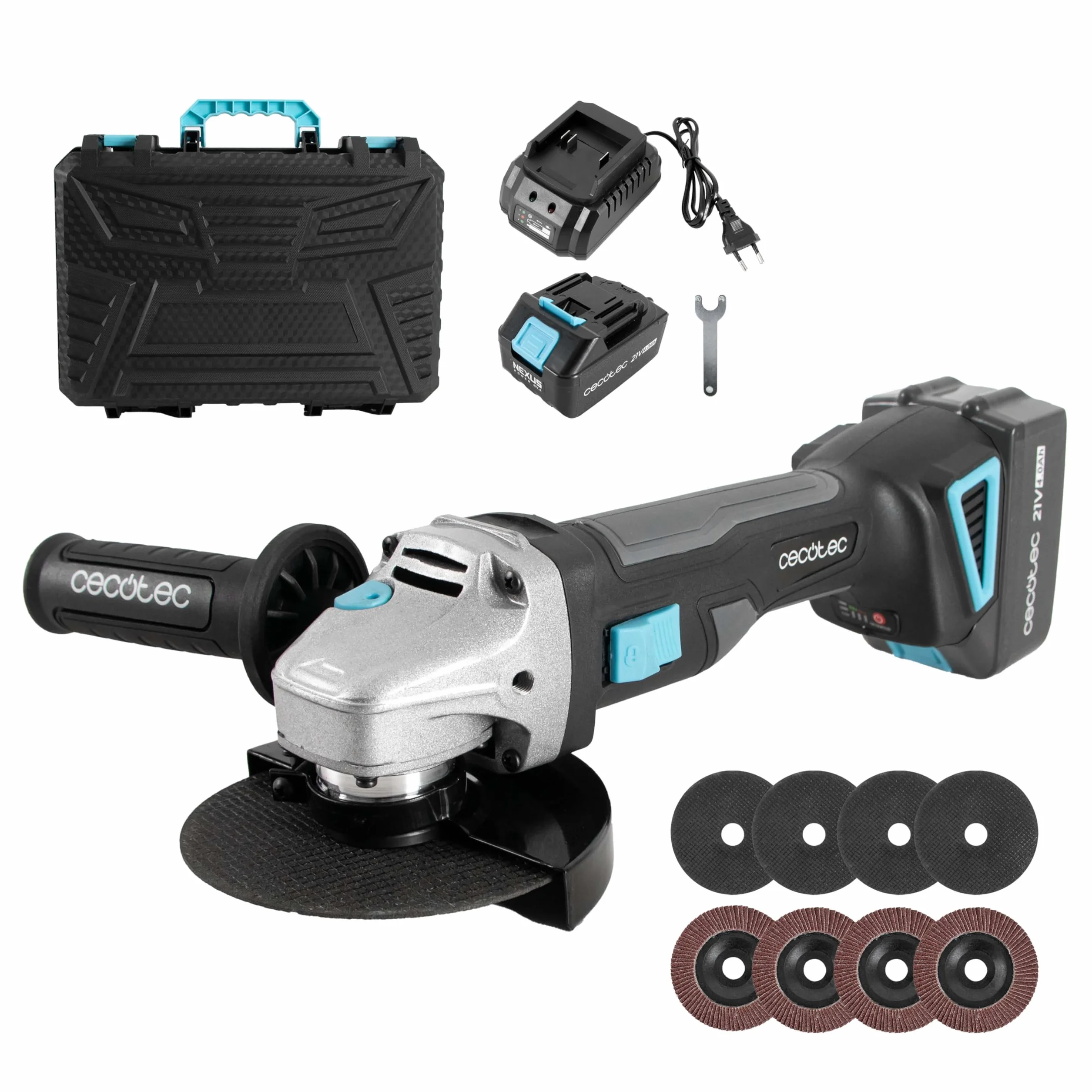 Cecotec Amoladora Angular a Batería RadialPower 2120 Freemove 21V Sin Escobillas 125mm 12000rpm