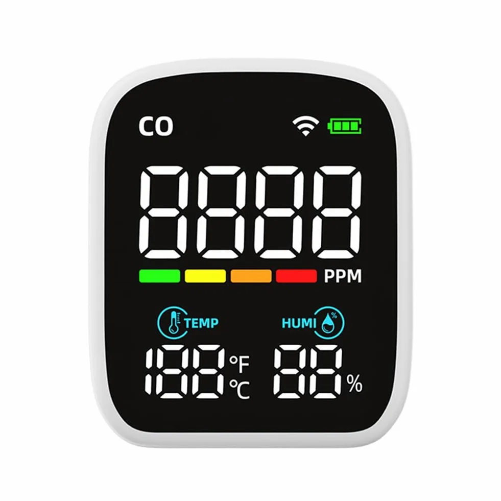TORR PV28 Mini Detector de CO Inteligente WIFI, Monitor de Calidad del Aire Interior 3 en 1, Medidor de Temperatura y Humedad de CO, Probador de CO