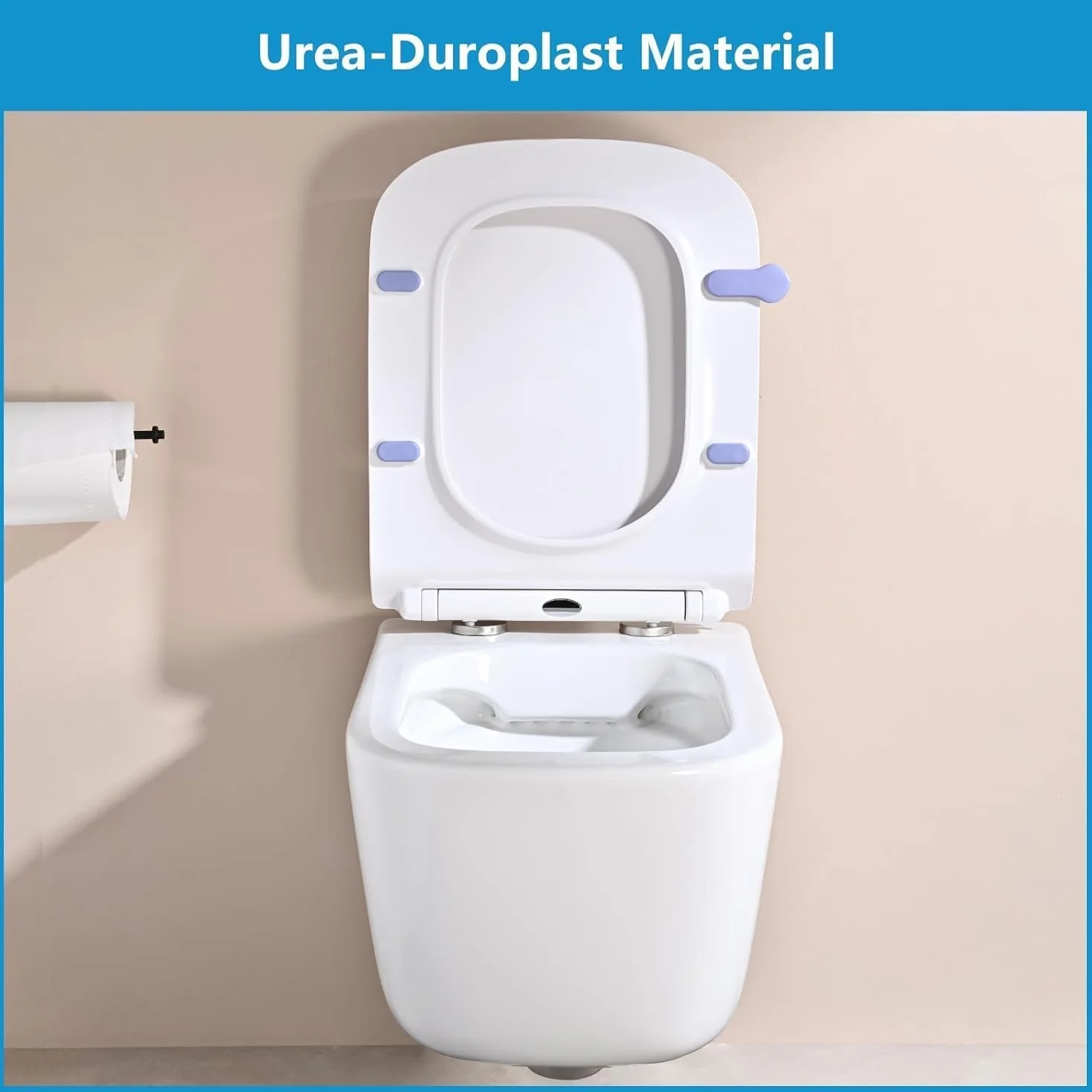 Tapa Wc Forma Cuadrado [Corto],YEAUPE PRO Asiento de inodoro cuadrado con cierre suave y liberación rápida para una fácil limpieza,universal para inodoros de forma cuadrada,42,4 * 36,2 * 4,4CM
