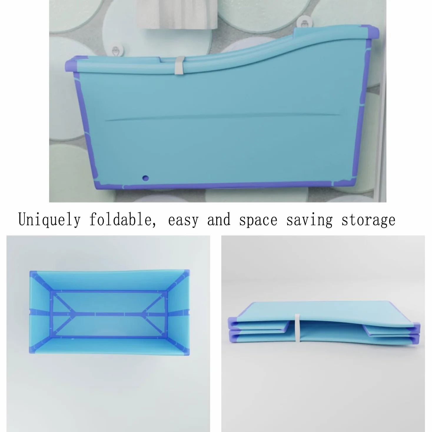 Bañera De Agua Móvil, Bañera Plegable Independiente, Bañera Plegable, Sauna para Adultos, Cubo Rectangular, Duradero Y Fácil De Almacenar(Color:Azul)