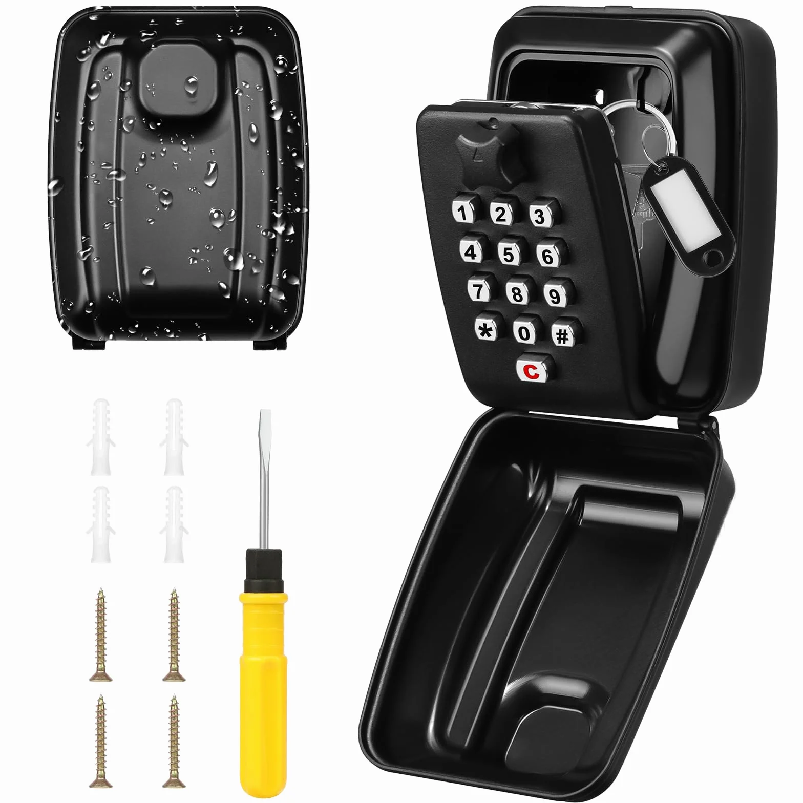 HOTUT Caja de Seguridad para Llaves, Grande Cajetin Llaves con Código 12 Dígitos, Impermeable