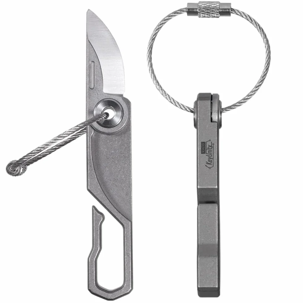 KeyUnity KK00 Mini Cuchillo de Bolsillo Plegable para Hombres - Cuchillo EDC de Titanio Pequeño y con Llavero 0.98 Pulgadas para Camping al Aire Libre de Uso Diario