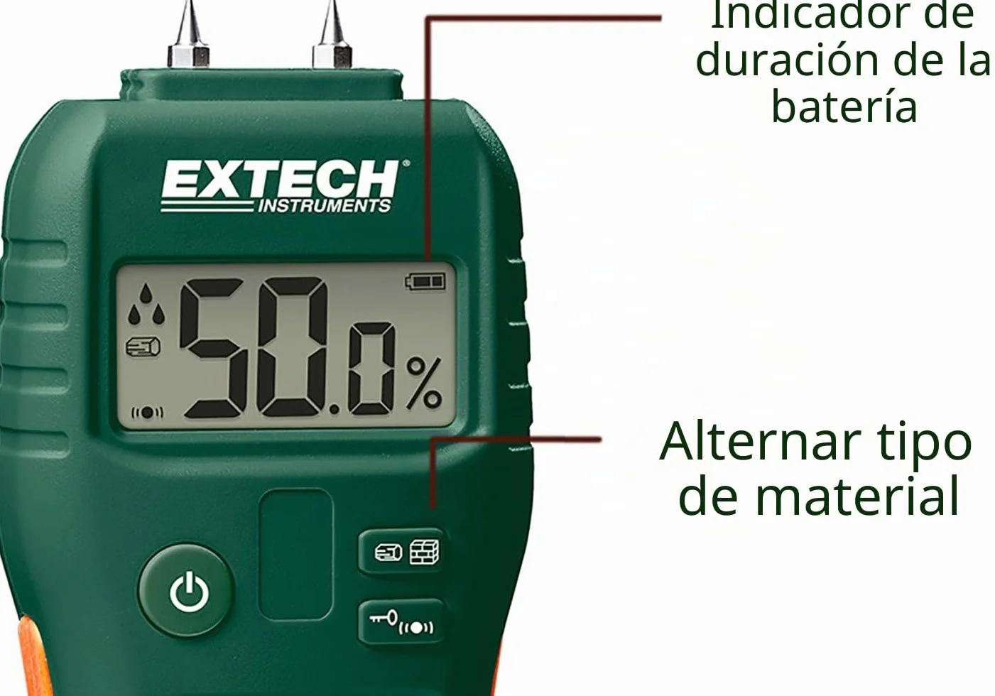 Extech MO55 Combinación de medidor de humedad con/sin agujas
