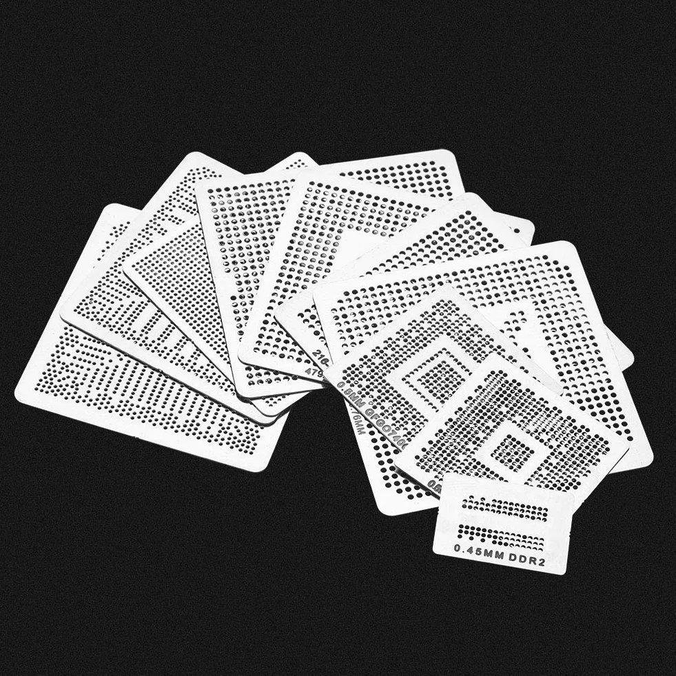 130 Uds. Plantillas de Reballing BGa Universales, Plantilla de Malla de Acero para Soldar, Kit de Juego de Calor Directo, Herramientas de Reparación de Teléfonos de Red de Retrabajo