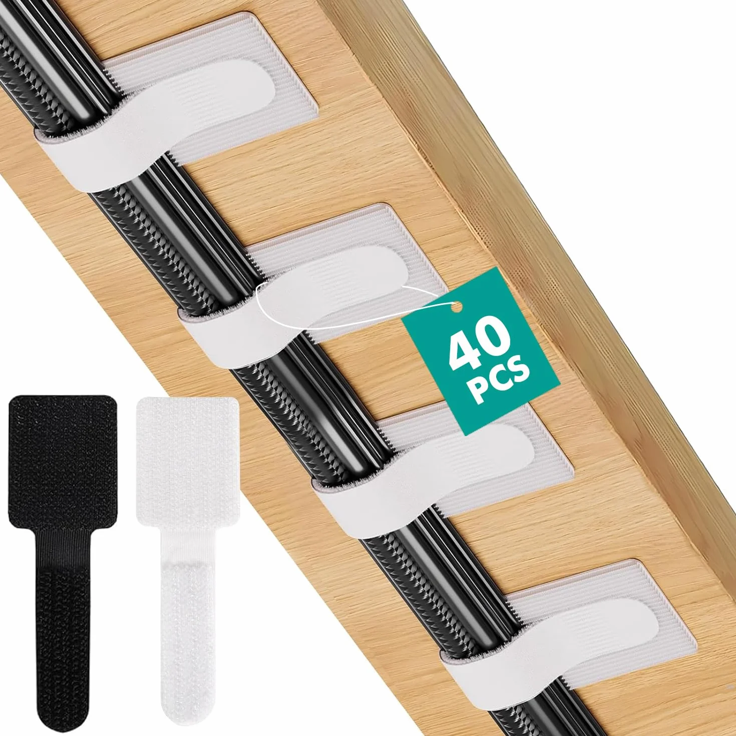 Organizador de cables 40 piezas, gestión de cables para escritorio, soporte autoadhesivo