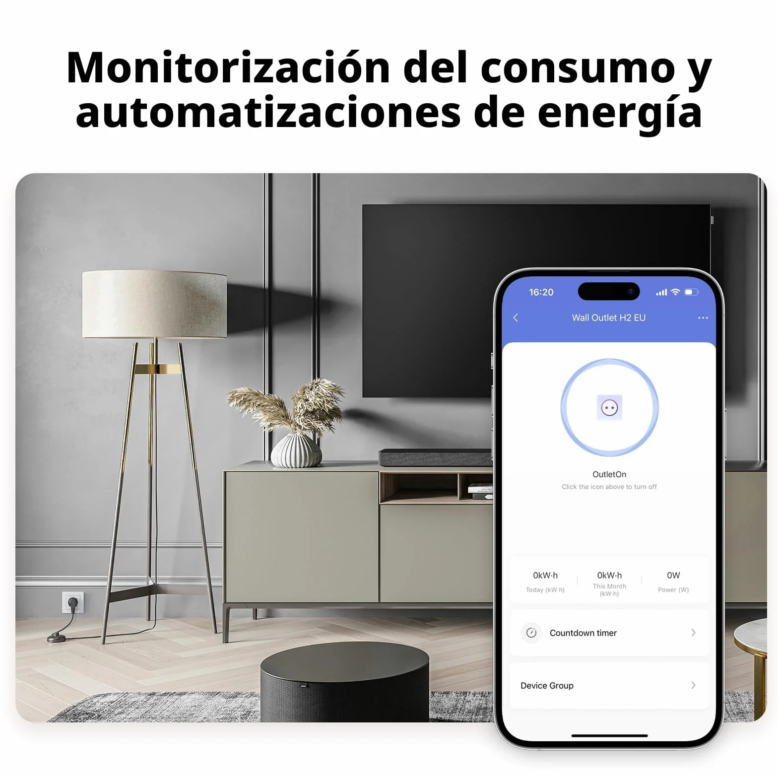 Aqara Enchufe Pared H2 EU, Requiere Zigbee 3.0 HUB,16A, Programación | Matter, Monitoreo Energía y Protección Energía, Modo Temporizador y Control Voz,Compatible HomeKit, Alexa, Google Home, IFTTT