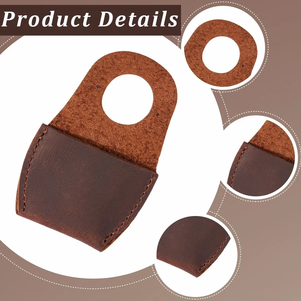 Protector de Pulgar de Cuero Genuino para Tallado de Madera, Protector de Dedos de Piel de Vaca, Accesorio Negro y Marrón