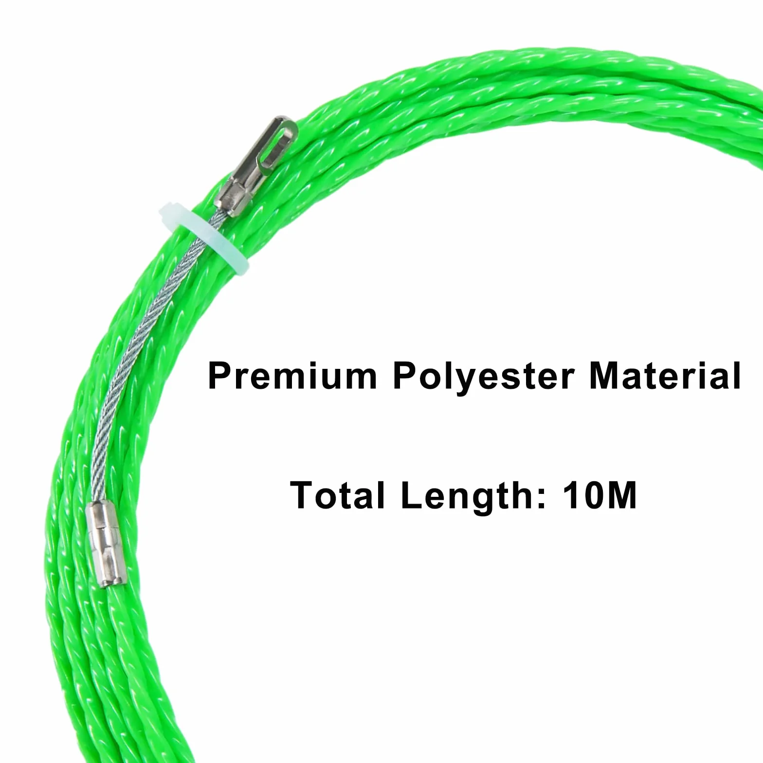 QIMEI-SHOP Guia Pasacables 10M Guía Pasacables Profesional Electricos Guia Cables de Poliéster con Muelle de Guía Diámetro 4.5mm para Colocación de Cables Verde