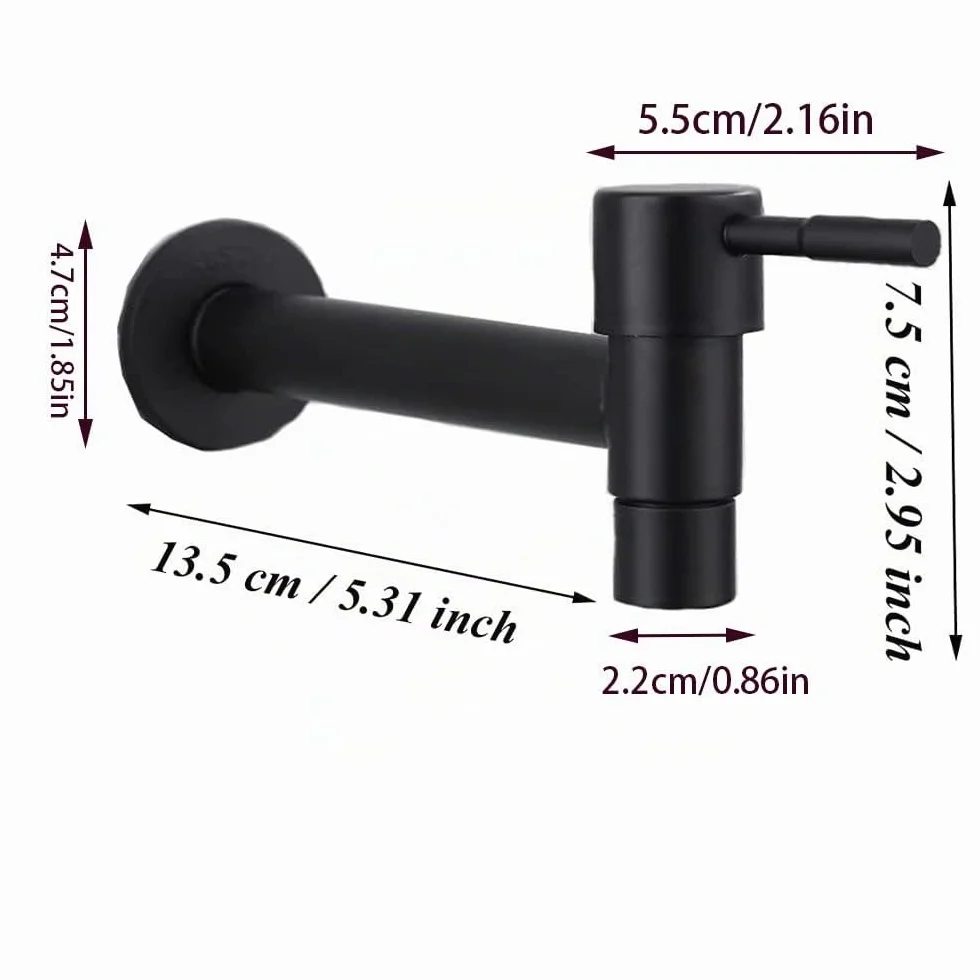 Grifo Exterior Acero Inoxidable Montado en la Pared para Jardín, Baño, Cocina (Negro)