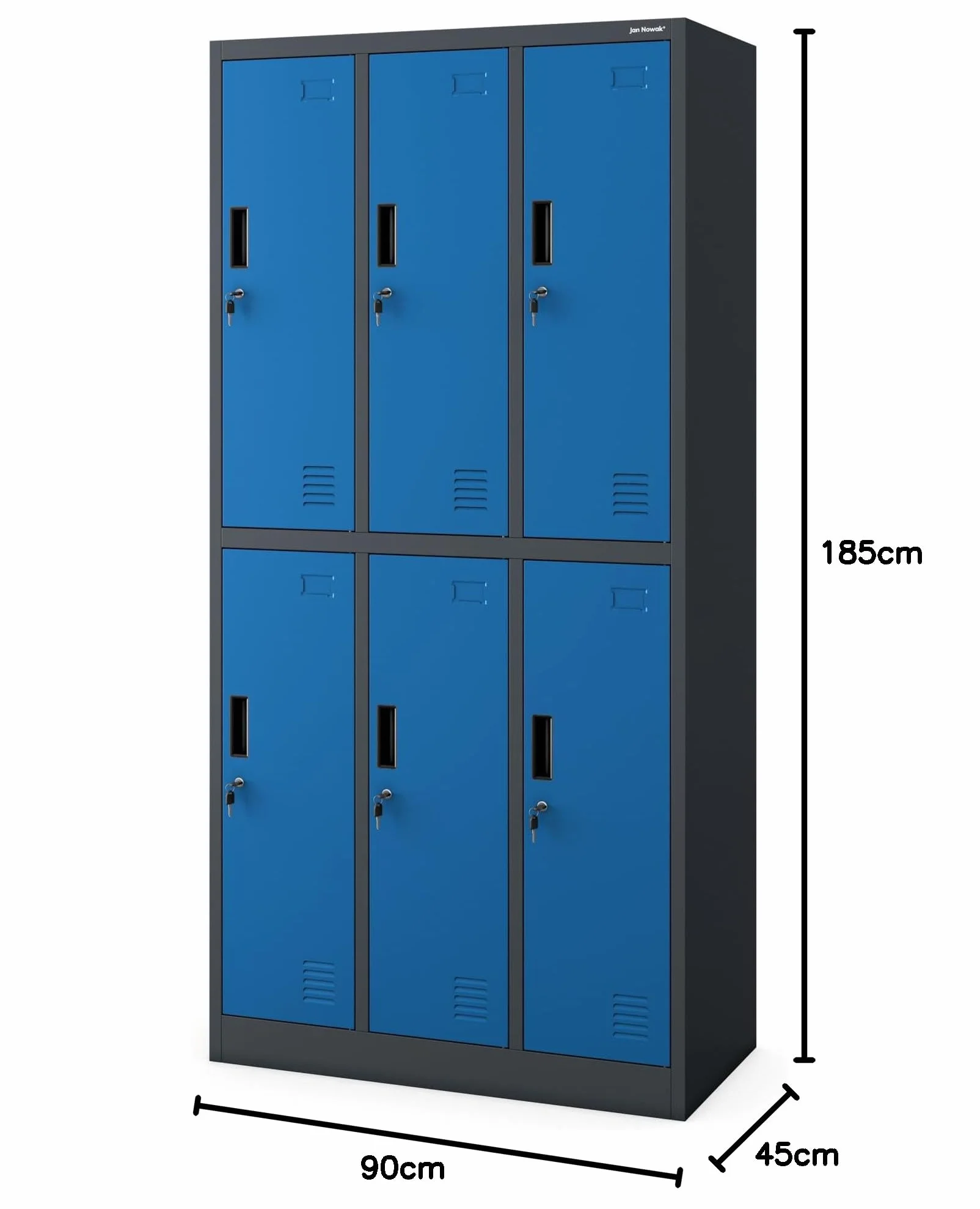 Armario Metálico 6 Compartimentos 185x90x45 cm Azul Antracita