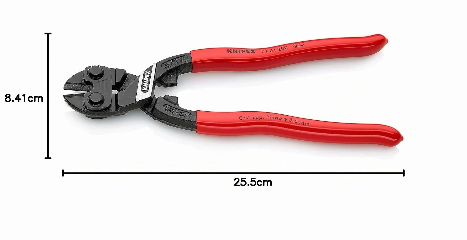 KNIPEX CoBolt Cortabulones compacto con cartulinas autoservicio recubiertos de plástico 200 mm, 71 01 200 SB