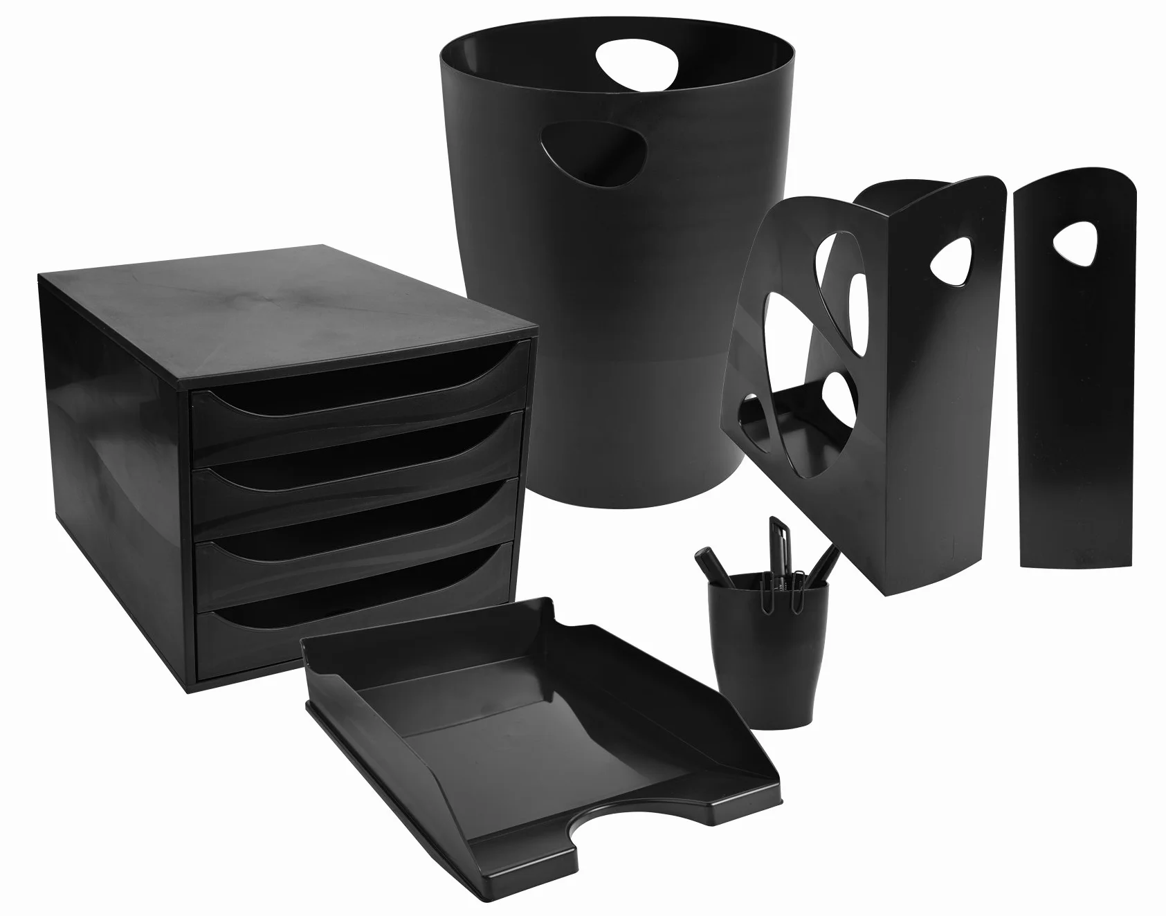 Exacompta EcoBox Juego de cajones 248x284x234 mm 4 cajones A4+ apilable parada de seguridad EcoBlack