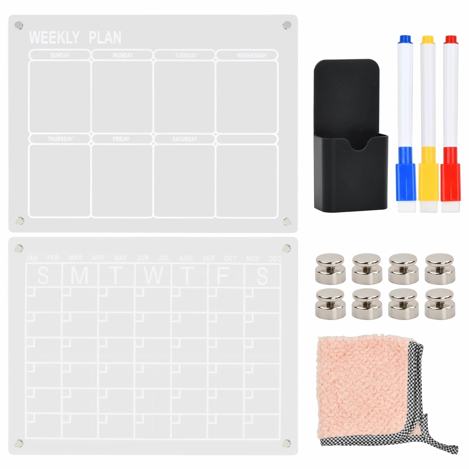 Calendario Magnetico Nevera Acrilico 40x30cm Pizarra Planificador Mensual Semanal Transparente Borrable
