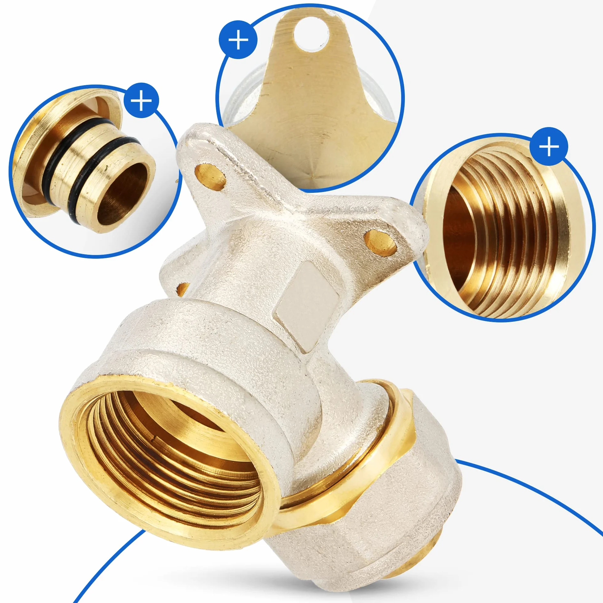 Codo PEX arandela pared 20 x 3/4" IG calefacción agua pieza V montaje tornillo placa compresión conexión tubería