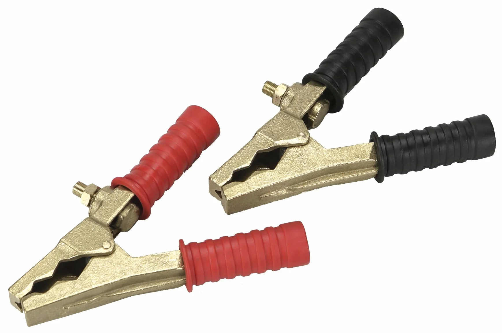Alyco - 2 Pinzas de Batería de Coche y Moto en Bronce | 16x10 cm | Soportan 800 A para Arranque y Carga Profesional, Mangos Aislados de PVC, Compatibles con Cables de 25-35 mm2