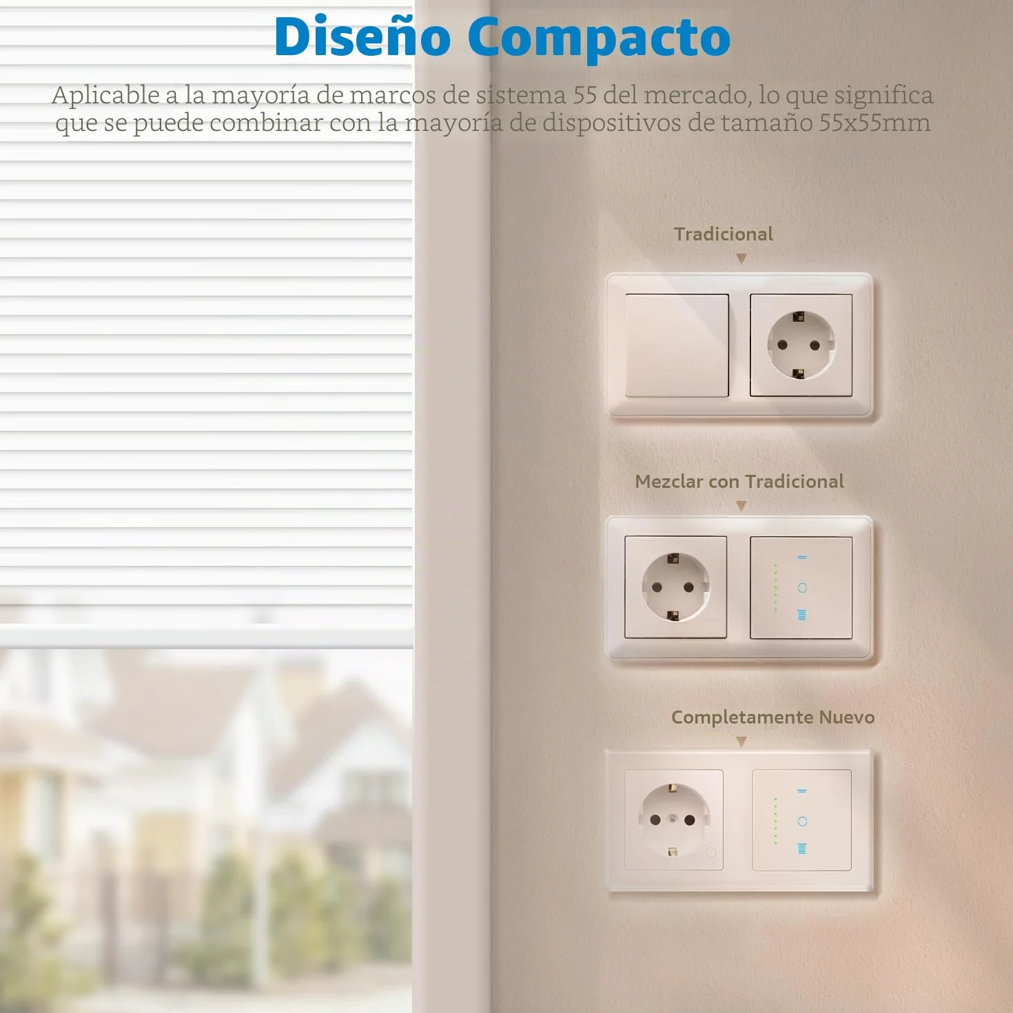 SMARTERCURRY Interruptor de persiana enrollable WLAN [6.1Gen], interruptor inteligente temporizador, seguridad para niños, control de persianas enrollables compatible Alexa/Google, 1 pieza | Blanco