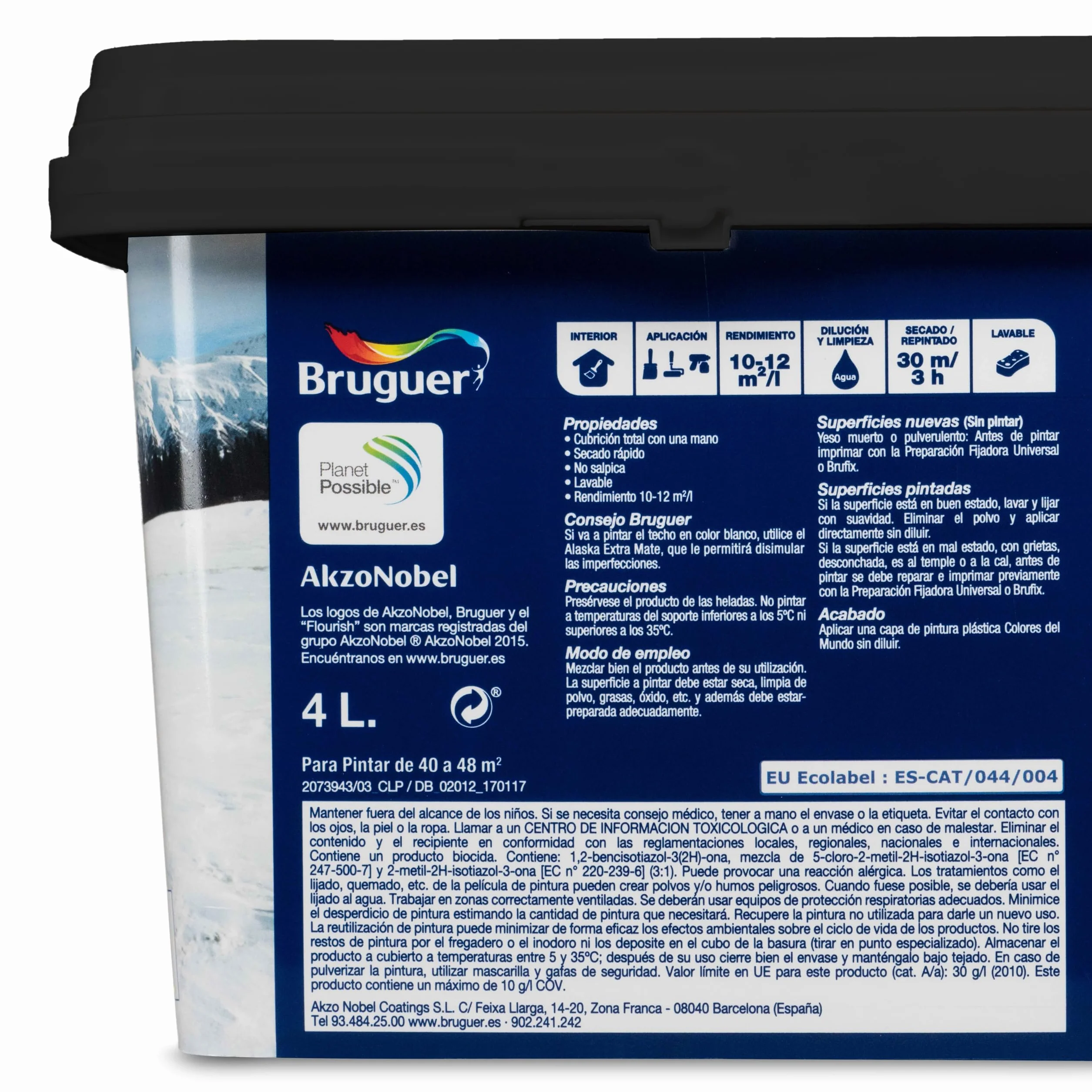 Bruguer Colores del Mundo Pintura para paredes monocapa Alaska Blanco Luminoso Mate 4 L