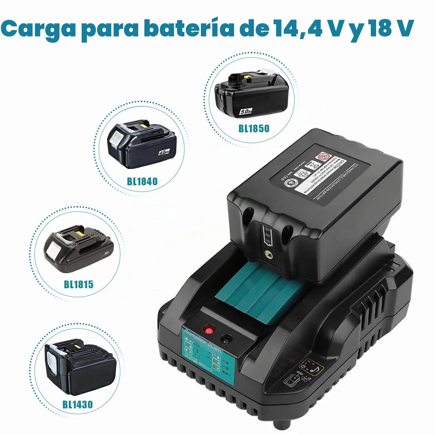 Energup Batería 18V 5.0 Ah con Cargador para Makita Batería 18V BL1850 BL1840 BL1830 BL1820 Compatible con Makita Cargador DC18RA DC18RC DC18RD