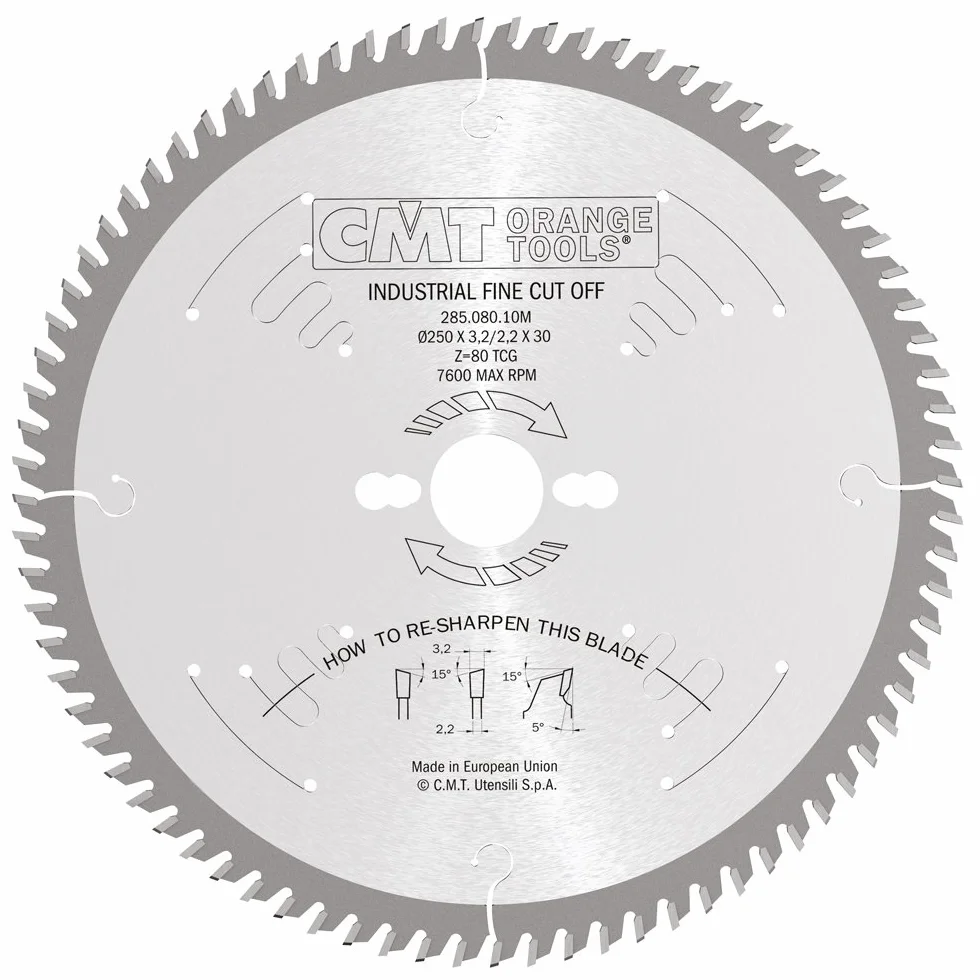 CMT Orange Tools 285.080.10M - Sierra circular 250x3.2x30 z 80 atb 15 grados silenciosa