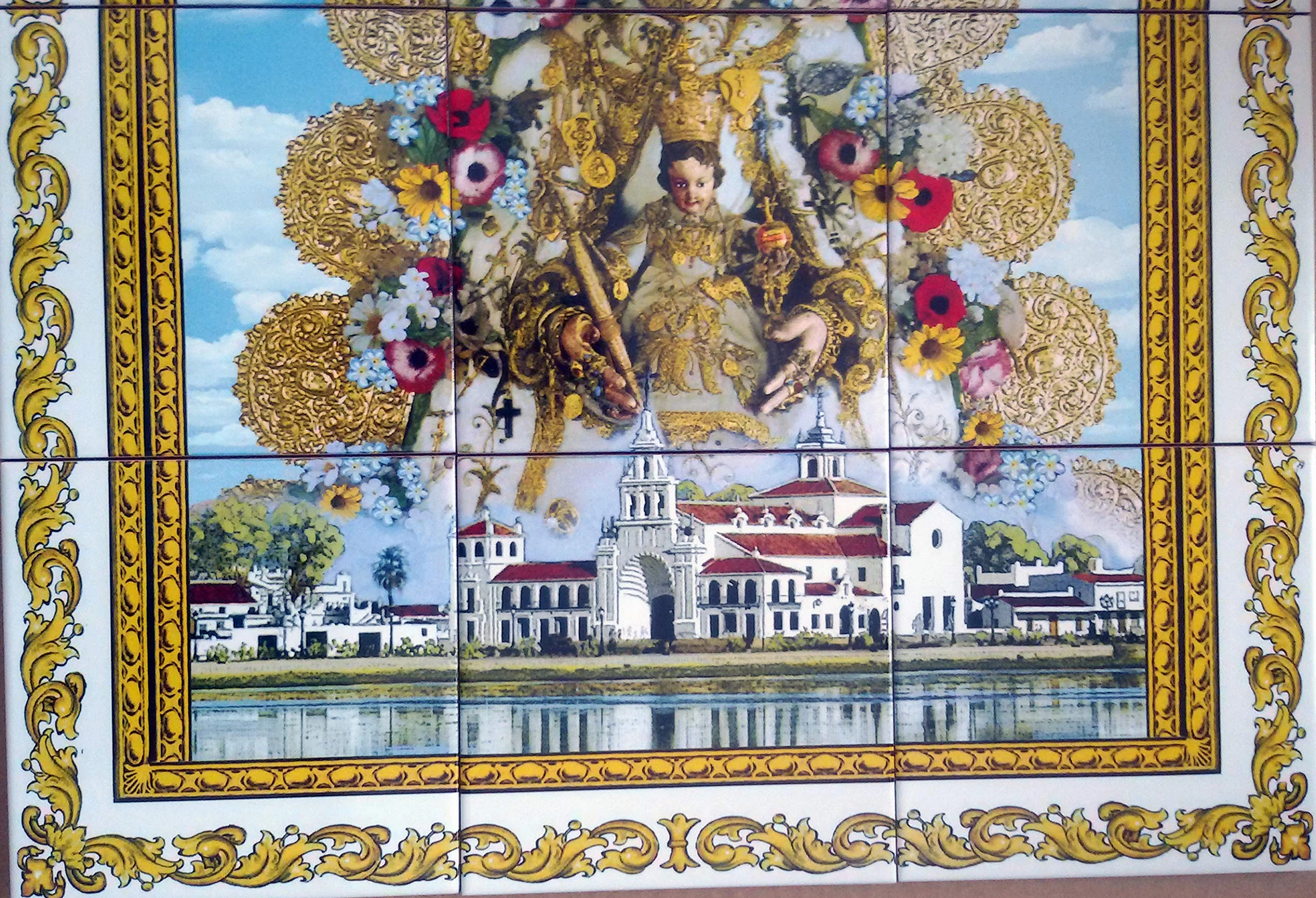 Rustiluz Azulejo religioso de la Virgen del Rocío de 45 x 60 cm