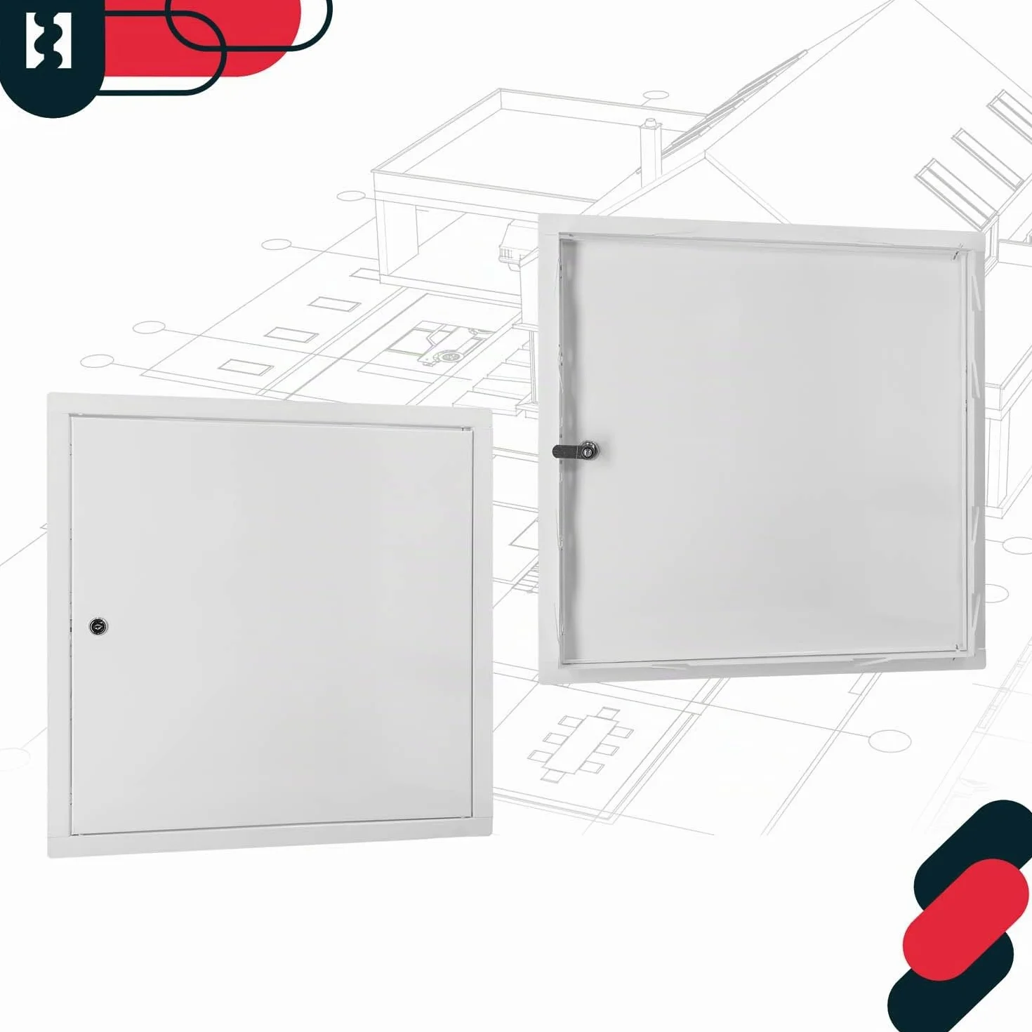 KOTARBAU® Tapa de inspección 50 x 50 cm, puerta de inspección de yeso con llave, caja de seguridad, tapa de inspección empotrada de acero galvanizado, placa de yeso, tapa de mantenimiento, color