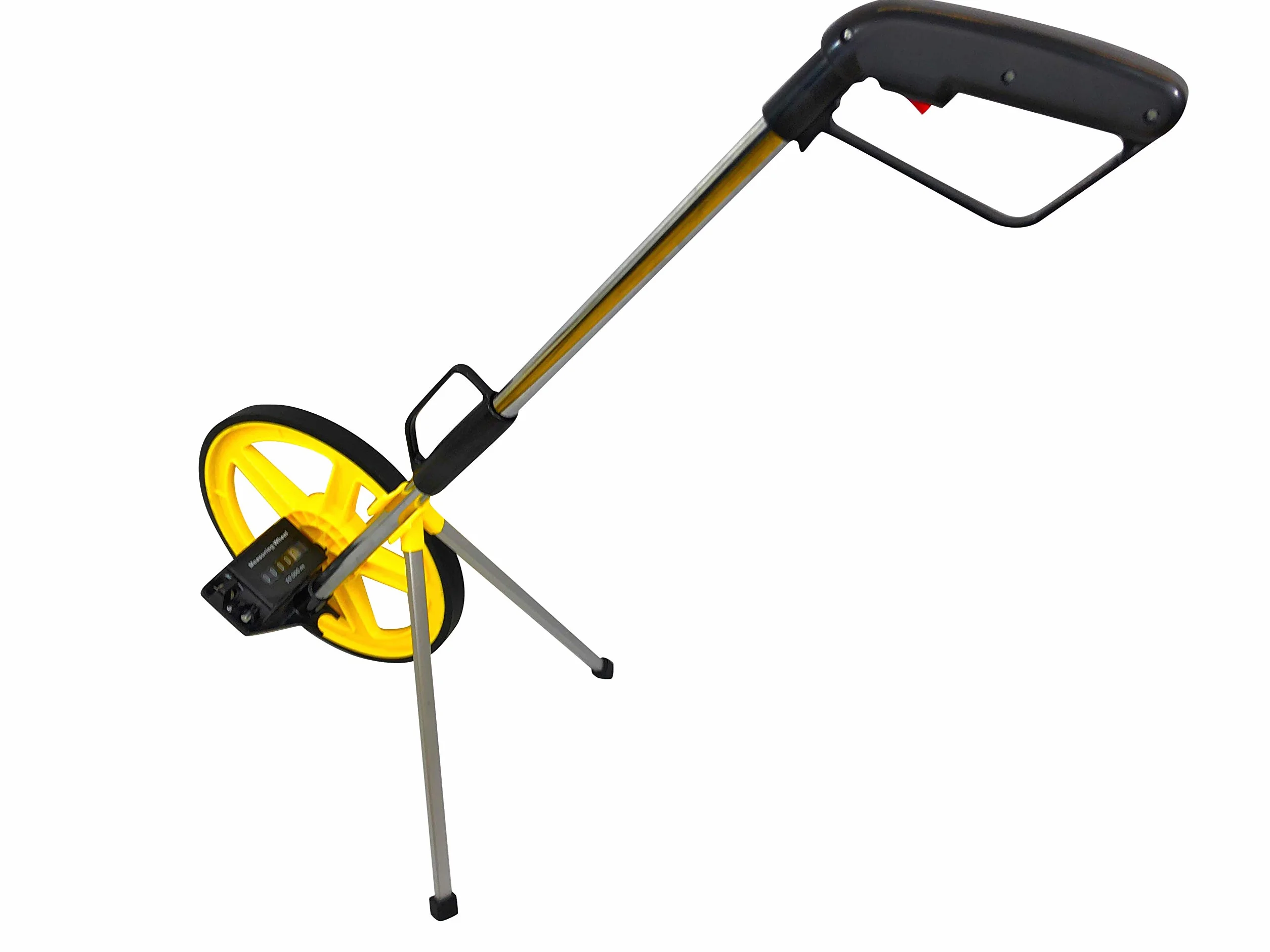 PRODIAMANT Rueda de medición de distancia 0 – 9999 m [plegable e iluminada] – Rueda de medición precisa con contador, soporte y bolsa de transporte, ideal para construcción, medición y deportes