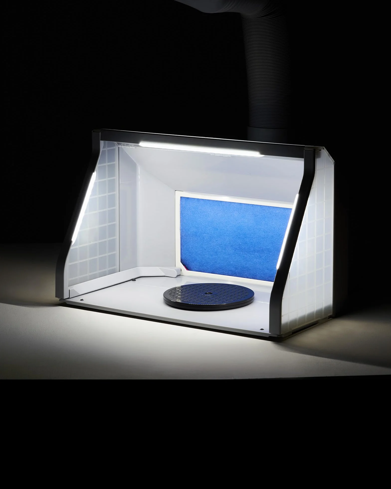 VONLUCE Cabina de Pintura Plegable con Aerógrafo Profesional, Ventilación Ajustable 4m³/min, 3 Luces LED, Plato Giratorio 19 cm Manguera 1,4 m para Modelos y DIY