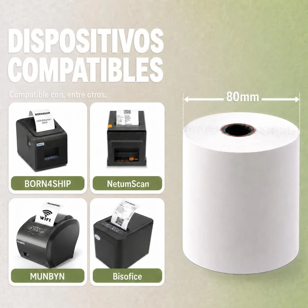 Rollos térmicos de 80 mm x 80 mm x 12 mm para terminal POS, impresora EPOS, sistema POS – Sin BPA – 20 unidades