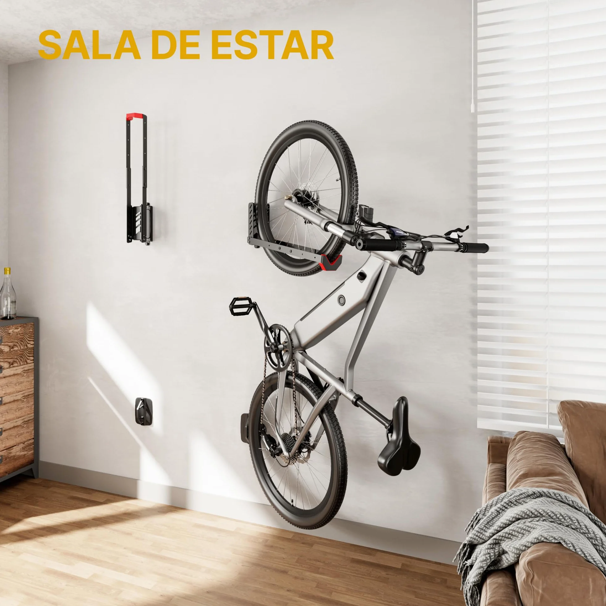 monTEK Soporte de Pared Giratorio para Bicicleta, Colgador Bicicleta Pared Ajustable y Plegable, Diseño de Elevación Fácil, Soporte de Bicicletas Ahorra Espacio para Garaje, hasta 35 kg, 2 Paquete