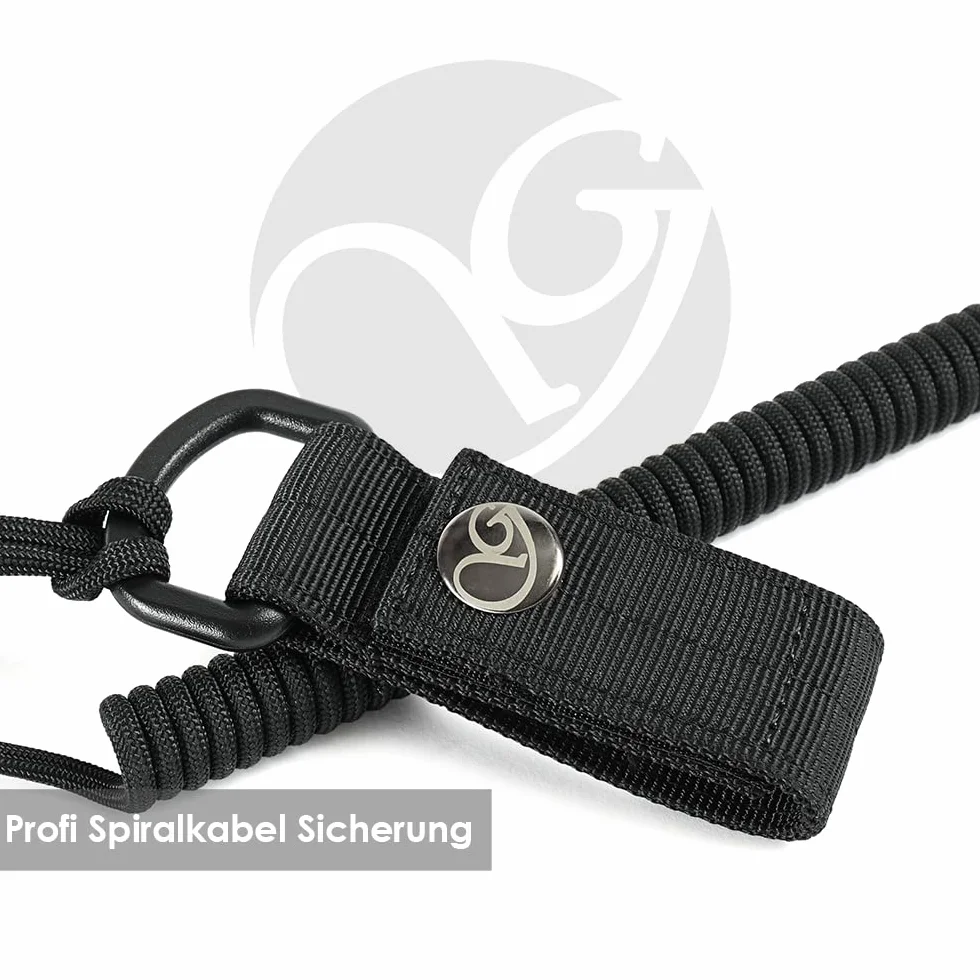 Lanyard elástico con cable espiral, mosquetón y funda de paracord, soporte RSG, verde oliva, 48-150 cm, 4 mm