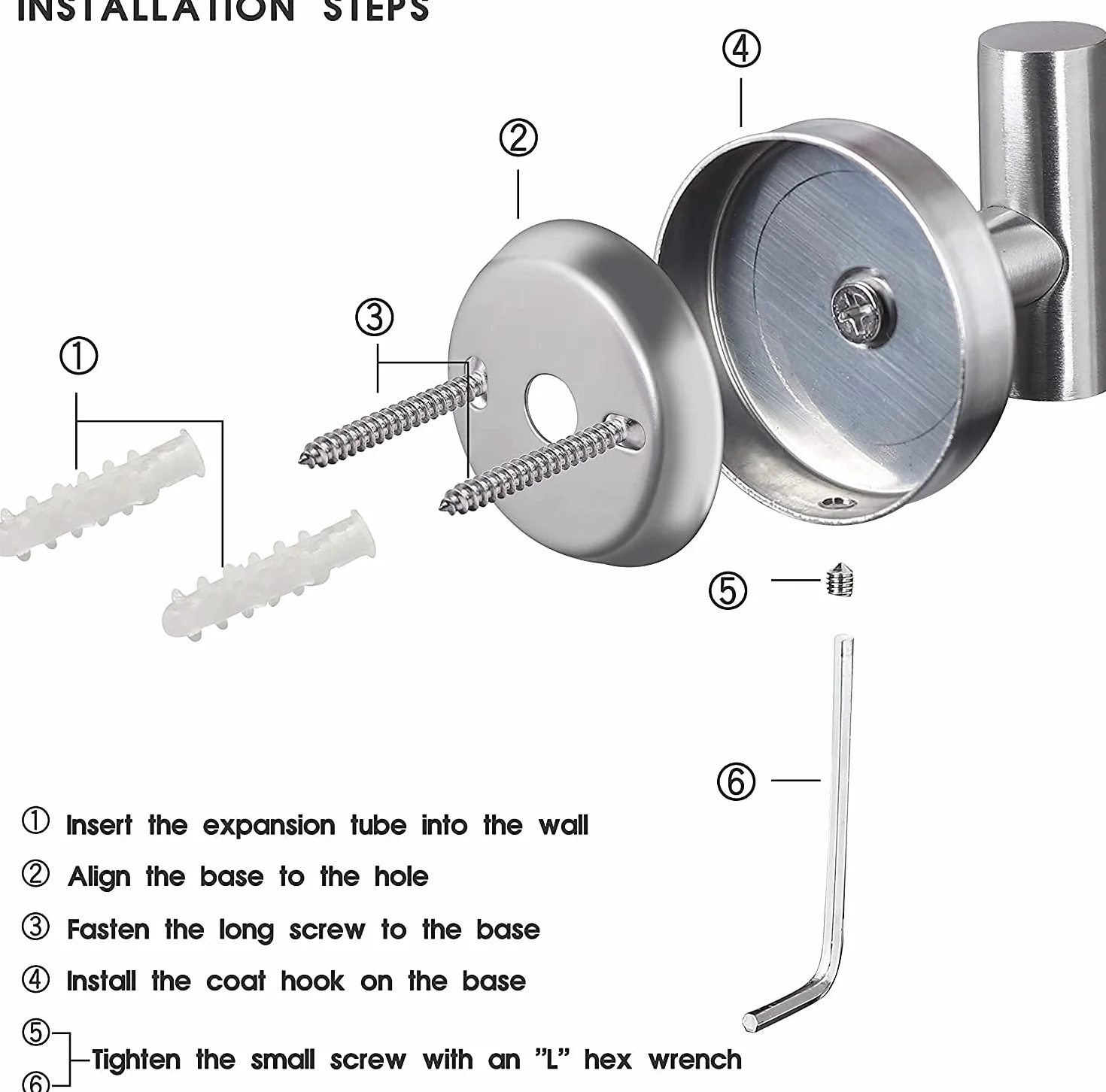 YUET 2 Piezas de Toalla Gancho Colgador Toalleros de Gancho para Baño de Pared de SUS 304 Acero Inoxidable Percha Perchero para Colgar para Sombrero Ropa Abrigo Albornoz Cocina (Plata cepillada)