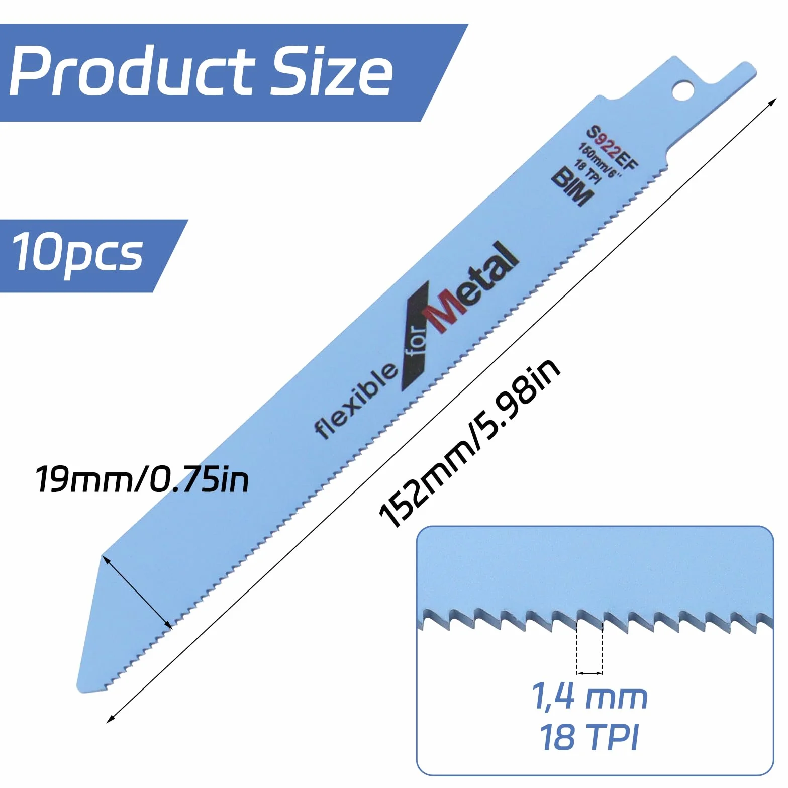 10 hojas de sierra sable de metal, 150 mm, juego de sierra sable, hojas de sierra flexible para accesorios de sierra sable, hojas de sierra sable para madera, plástico, tubos, metal