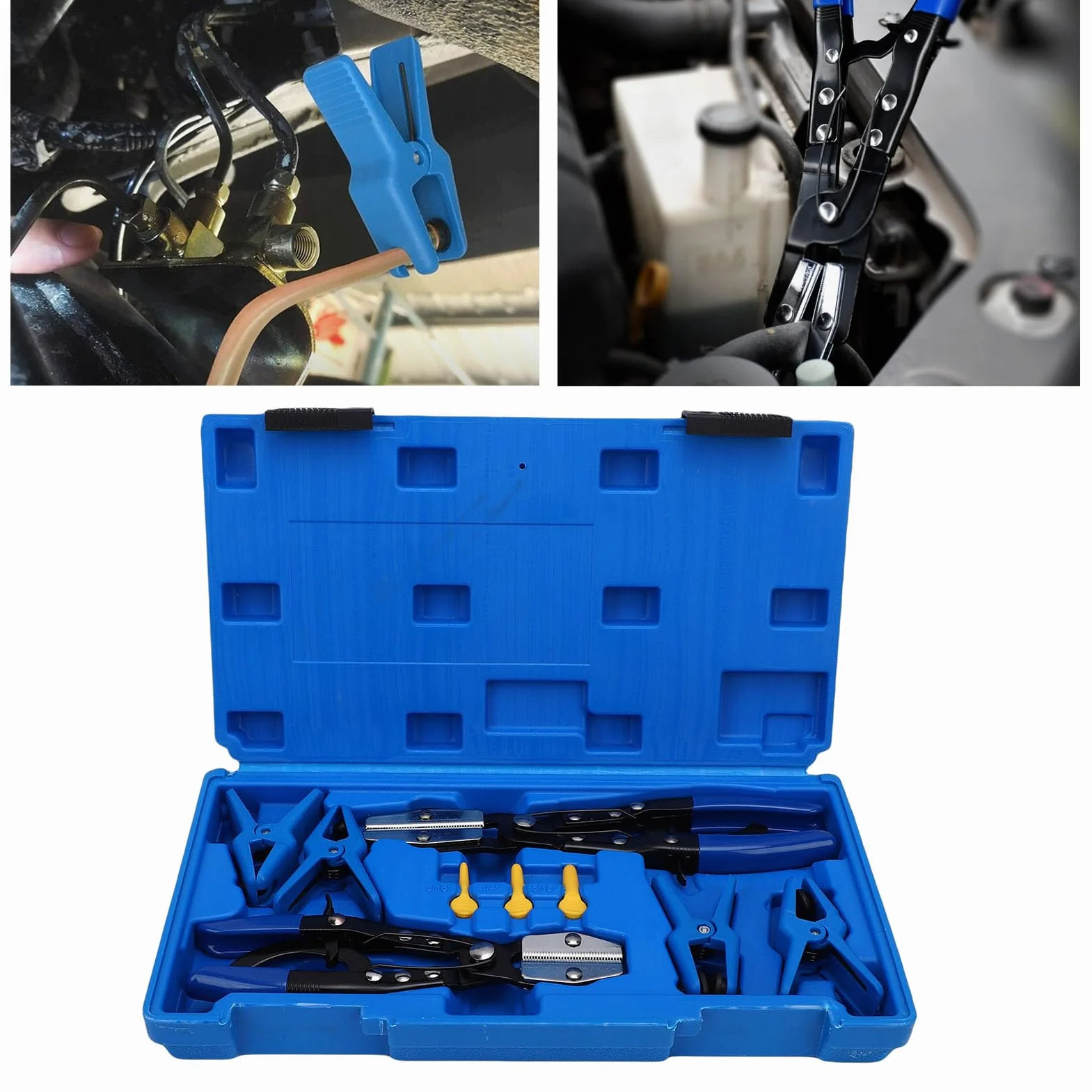 Master Line Stopper Set Versátil 9 Piezas Alicates para Abrazaderas de Línea de y Caja Herramientas Sellado para Mantenimiento Automotriz Caucho Negro Metal