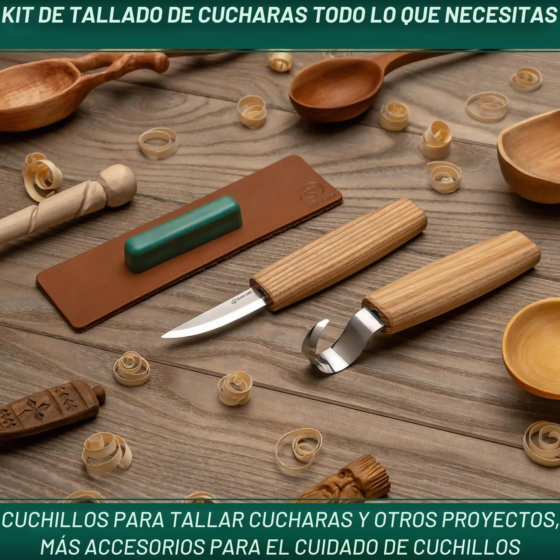 BeaverCraft S01 Set de Cuchillos para Tallar Cucharas de Madera