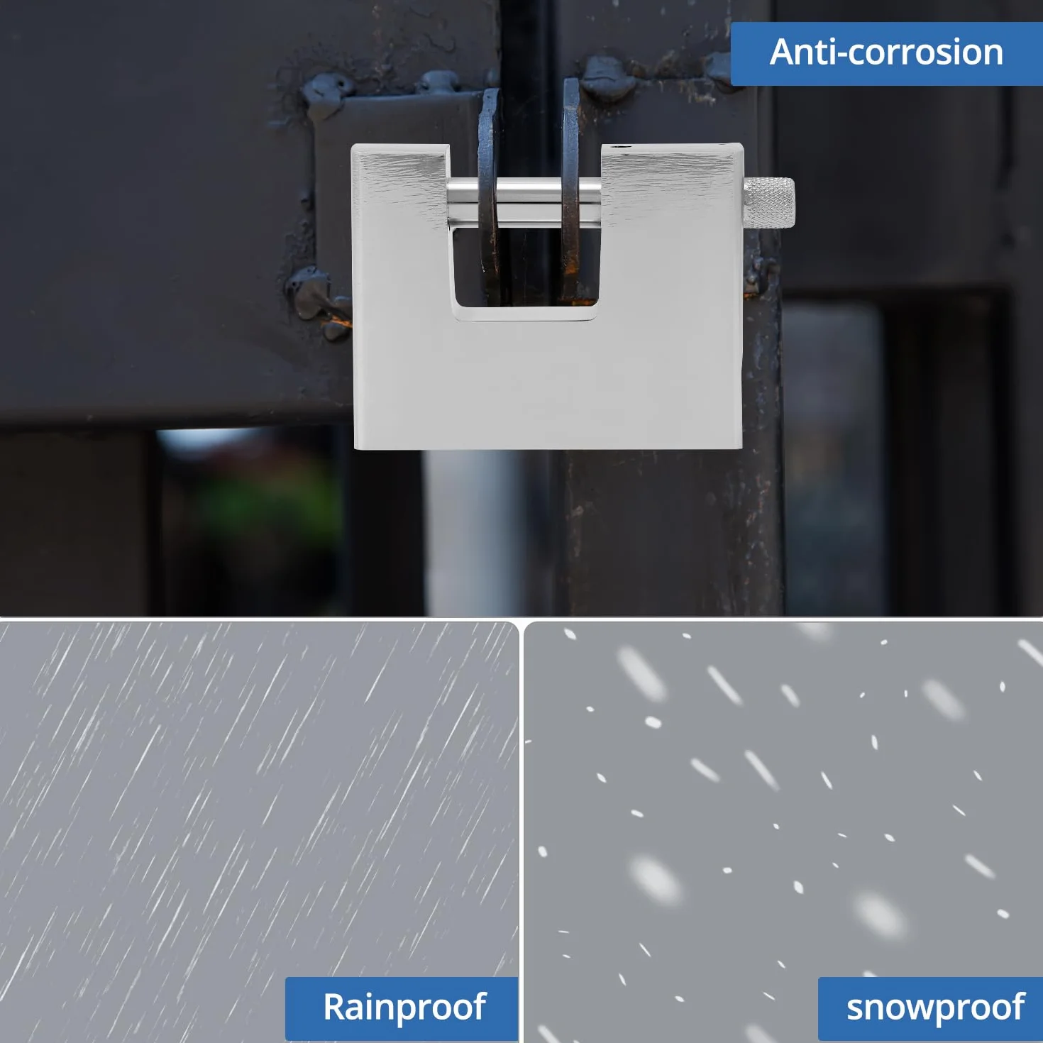 QWORK® Candado Resistente, 70 mm Candados con 3 Llaves, Candados Impermeables para Exteriores, para Cobertizo, Cadena, Puerta, Garaje, Contenedor