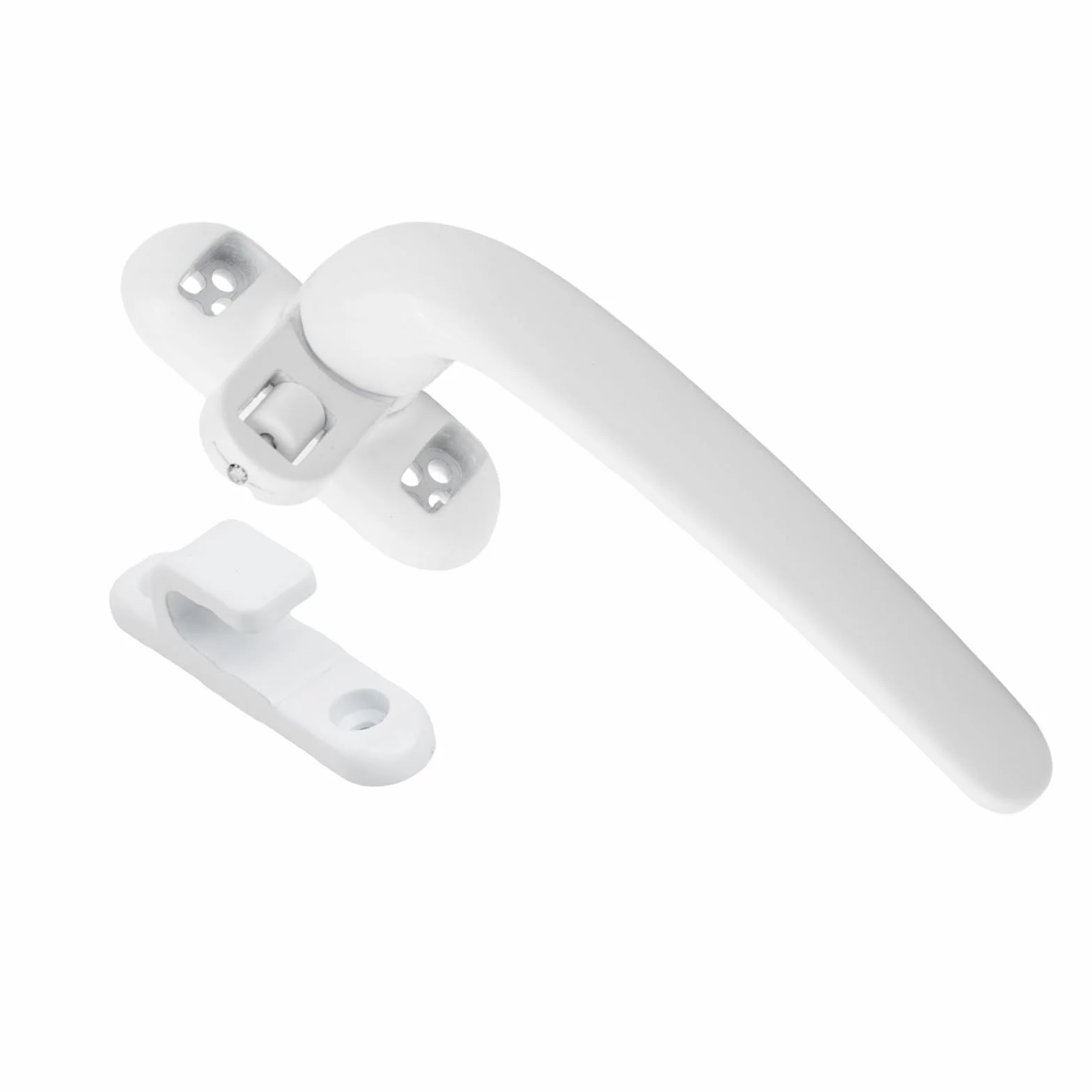 Manija de aleación de aluminio para puertas y ventanas, manija de puerta antirrobo con mecanismo de bloqueo seguro, agarre cómodo plano, fácil instalación (blanco derecho)