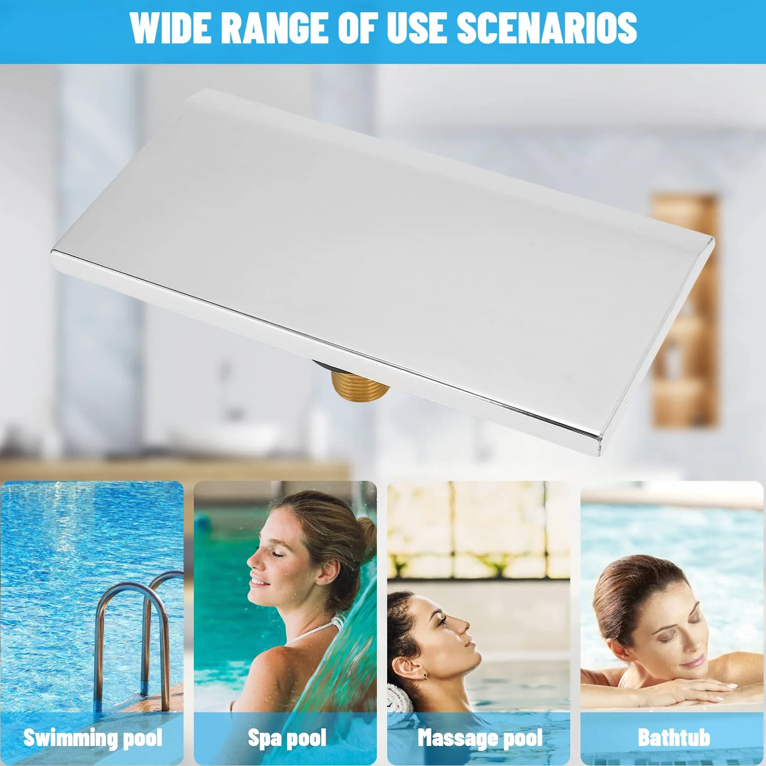 Pilipane Caño de Bañera de Cascada G1/2 Rosca Externa Gran Diámetro Montada en la Pared Acabado Plateado