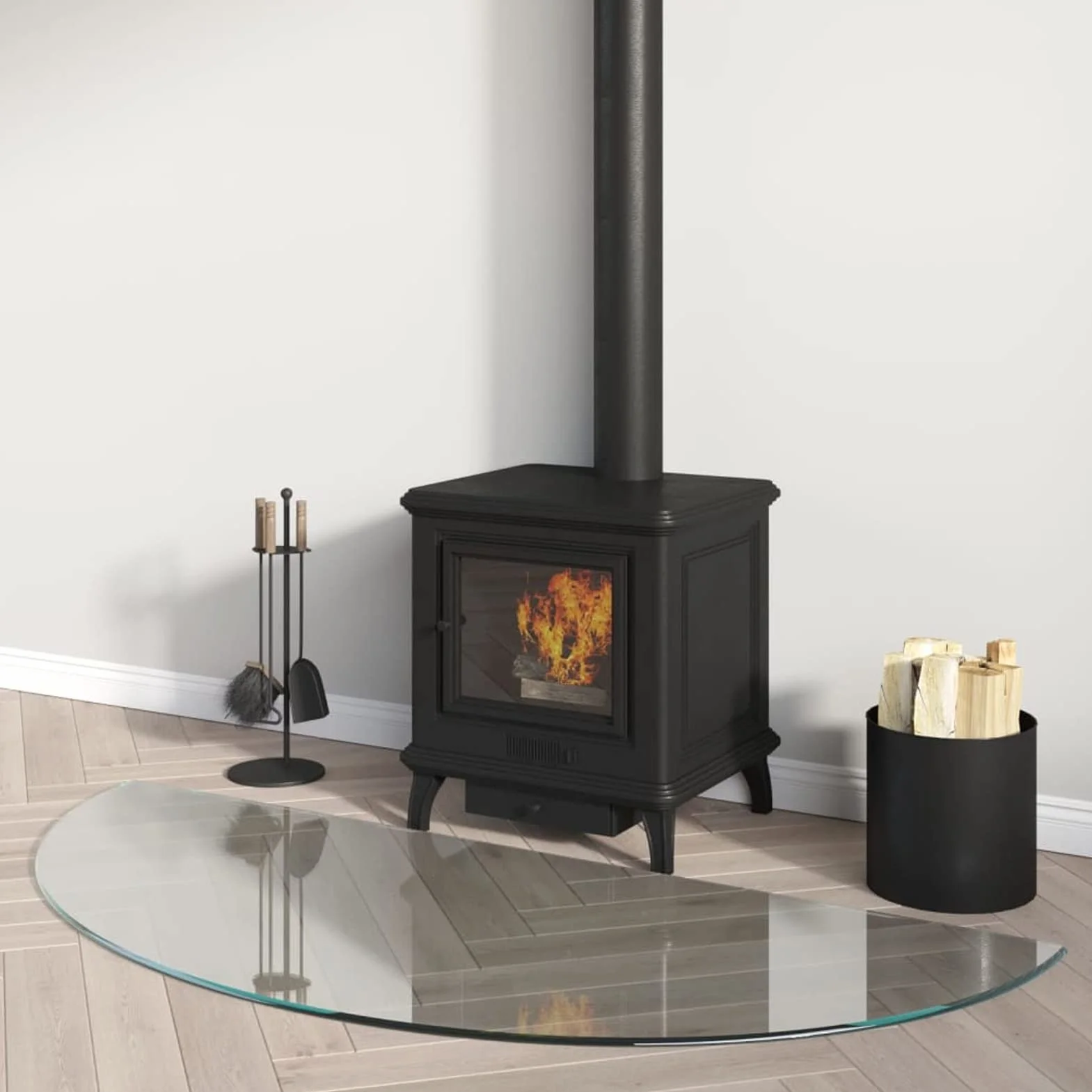 Placa de vidrio para chimenea, semicircular, 1200 x 500 mm, protector de suelo para parquet y superficies laminadas, base de estufa resistente a altas temperaturas, cubierta de piso de vidrio