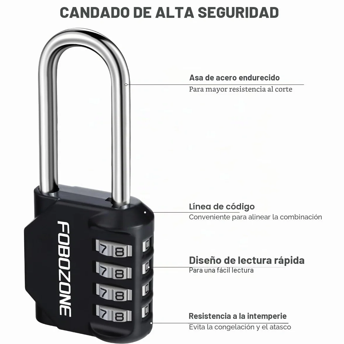 Candado de Combinación, Candado Taquilla Numérico 4 Dígitos Impermeable en Aleación de Zinc, Cerradura de Seguridad para Gimnasio, Escuela, Natación, Maleta, Caja de Herramientas y Uso Exterior