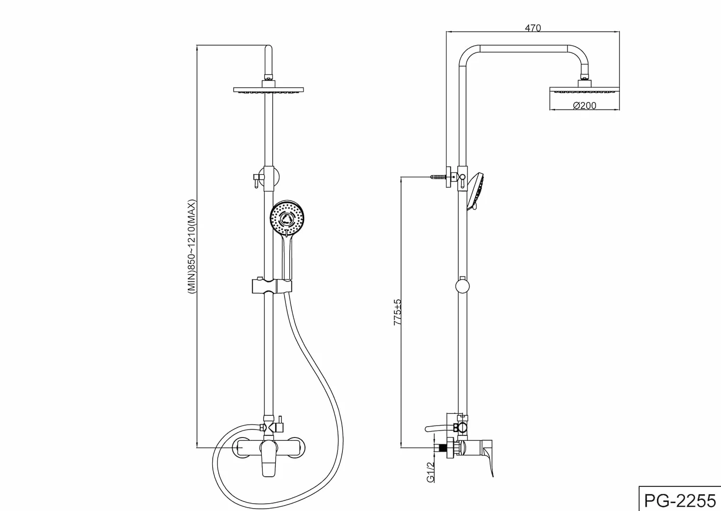 YOOZENA Columna de Ducha, Duchas de Baño Columna Extensible con Grifo,Columna Ducha con Manguera, Ducha Lluvia, Cromado Redondo