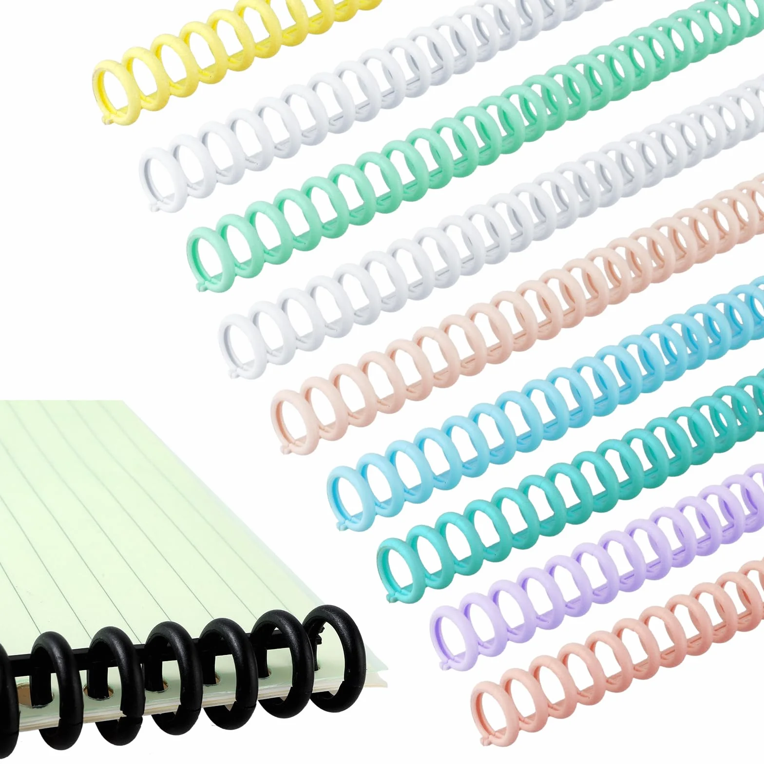 10 piezas de peines de encuadernación 30 anillos Espinas de encuadernación en espiral Máquina de encuadernación en espiral Encuadernadora de libros de plástico para maestros, estudiantes, documentos