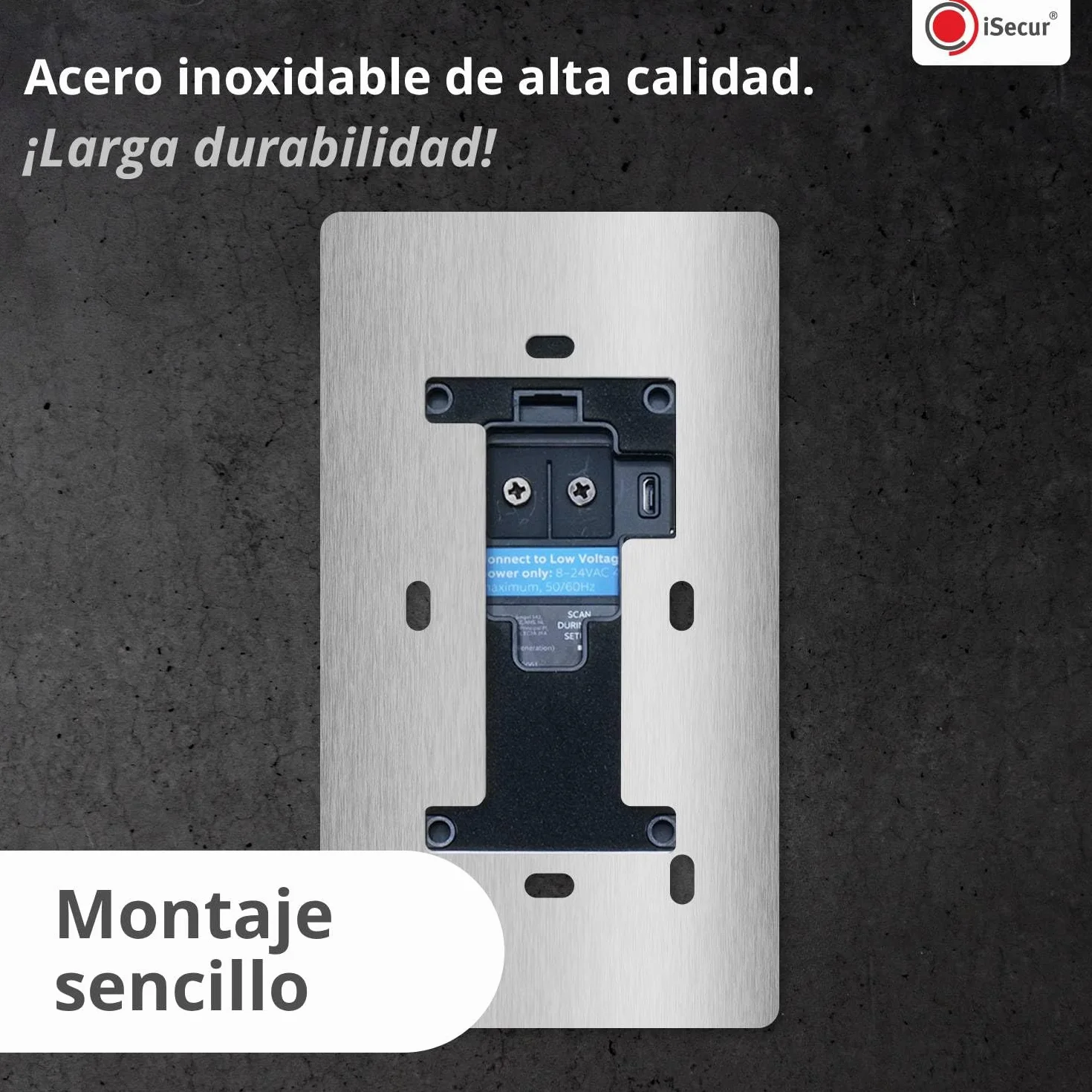 iSecur Placa Compatible con Timbre Ring Acero Inoxidable 90x160mm Timbre Video 2ª Generación 3 Plus 4 (2024)