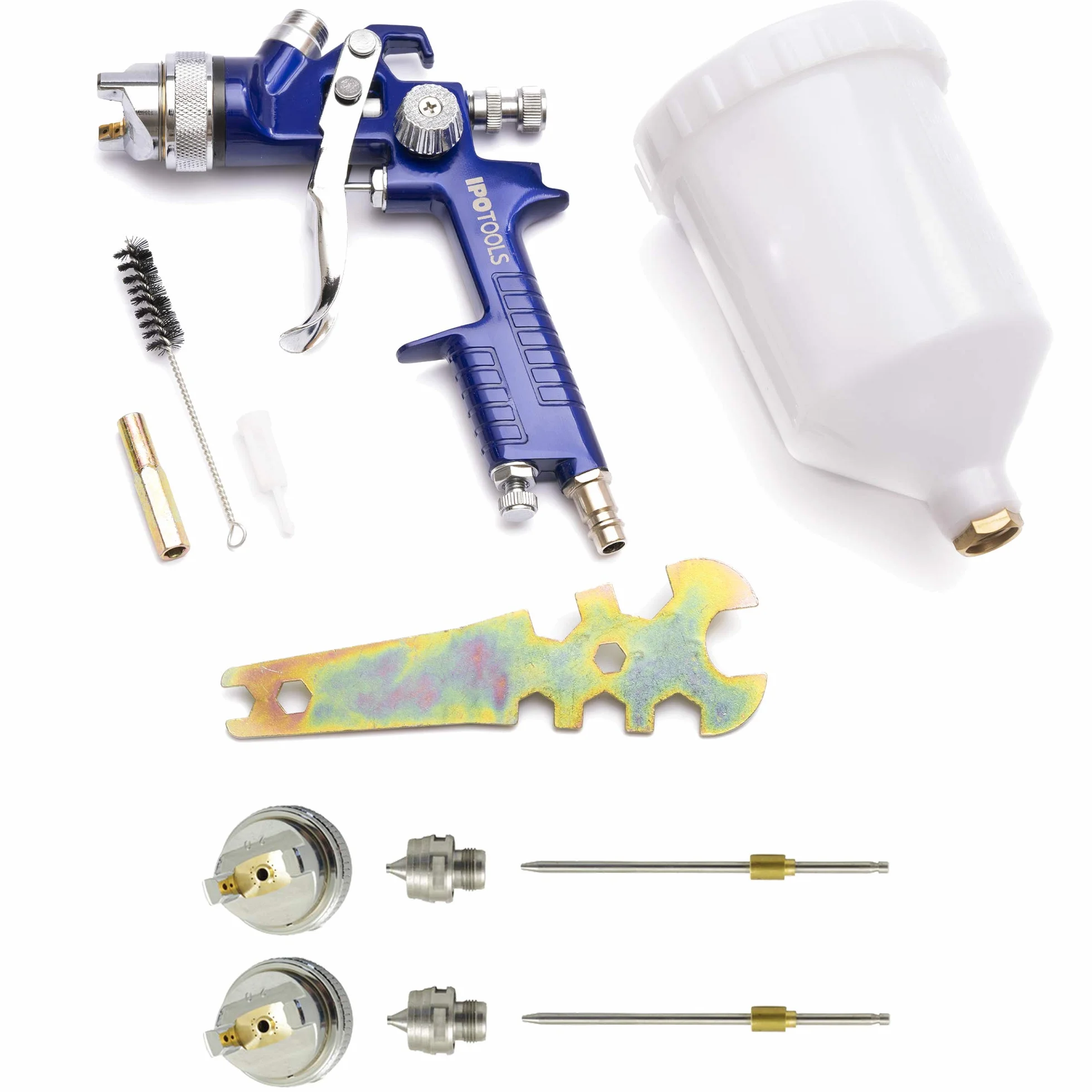 Pistola Pintura HVLP H-827P - Sistema Profesional de Pintura con Vaso de plástico de 600 ml y Boquilla de Acero Inoxidable 1,4mm + 2X Juego de boquillas de 1,7mm y 2,0mm