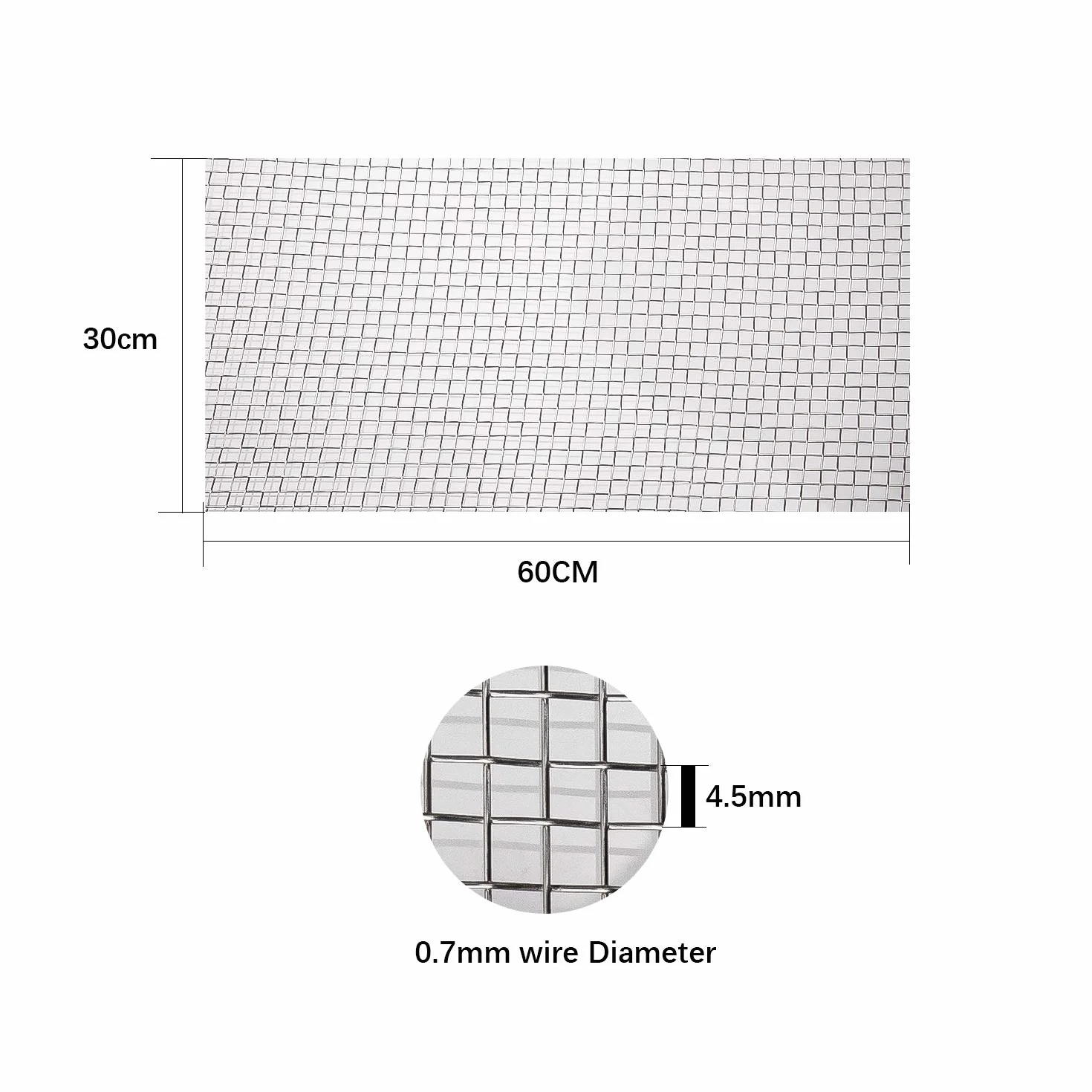 AIEX Alambre Tejido de Malla de Acero Inoxidable 304 4.5 mm 60 x 30 cm 5 Malla 74% Área Abierta para Jardín de Seguridad