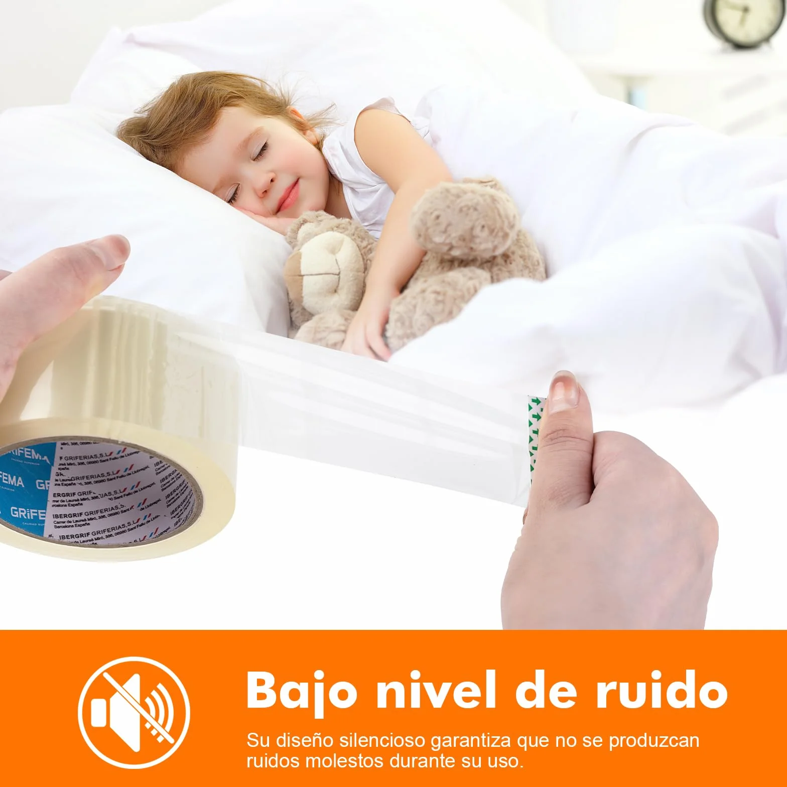 GRIFEMA GA4003-2 Cinta de Embalaje Silenciosa 66 m x 50 mm 2 Rollos Transparente