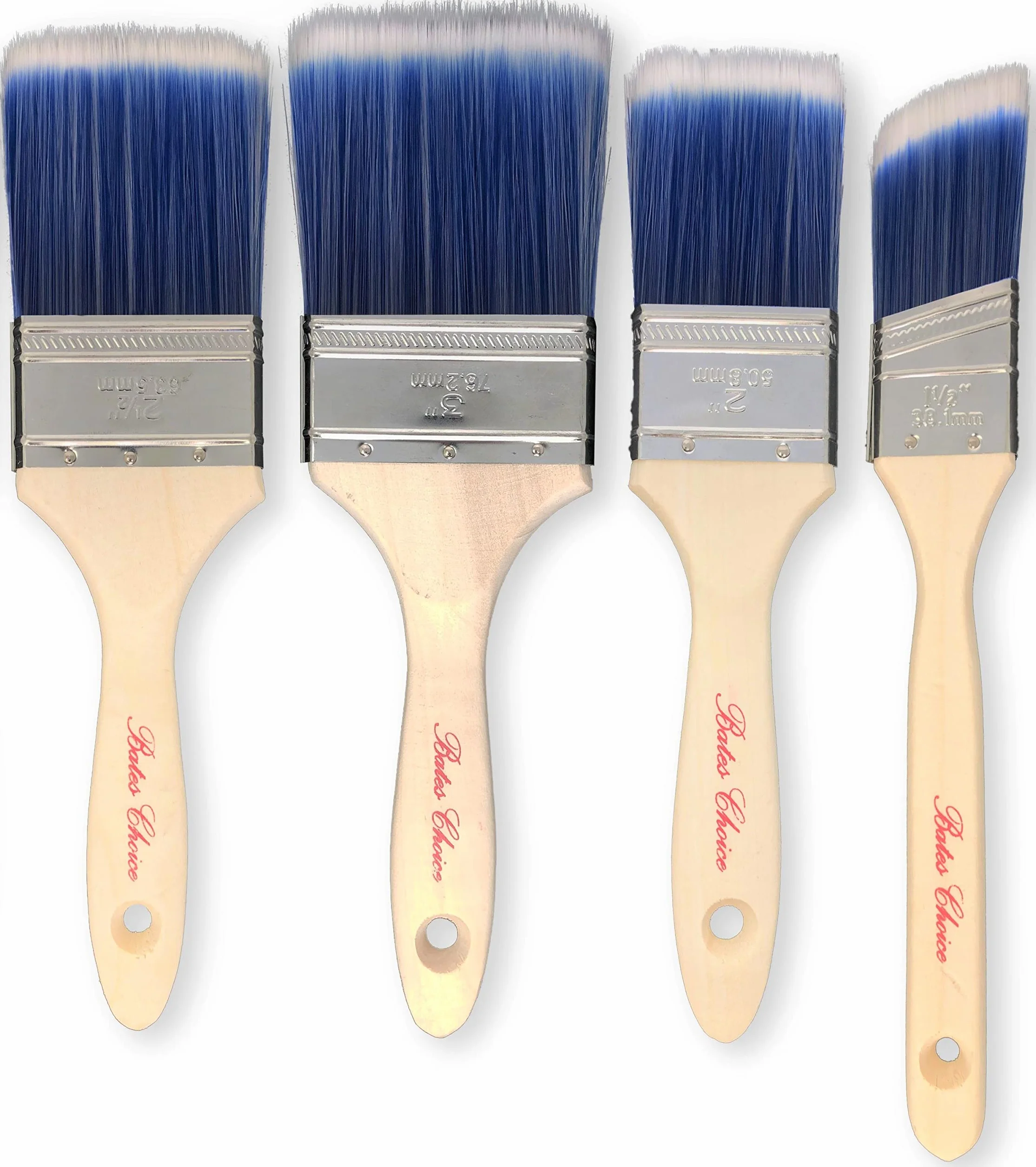 Bates - Juego de 4 pinceles de pintura, mango de madera, juego de pinceles de pintura, juego de pinceles de pared profesional, cepillo de pintura para casa, cepillo de pintura de recorte, pincel de